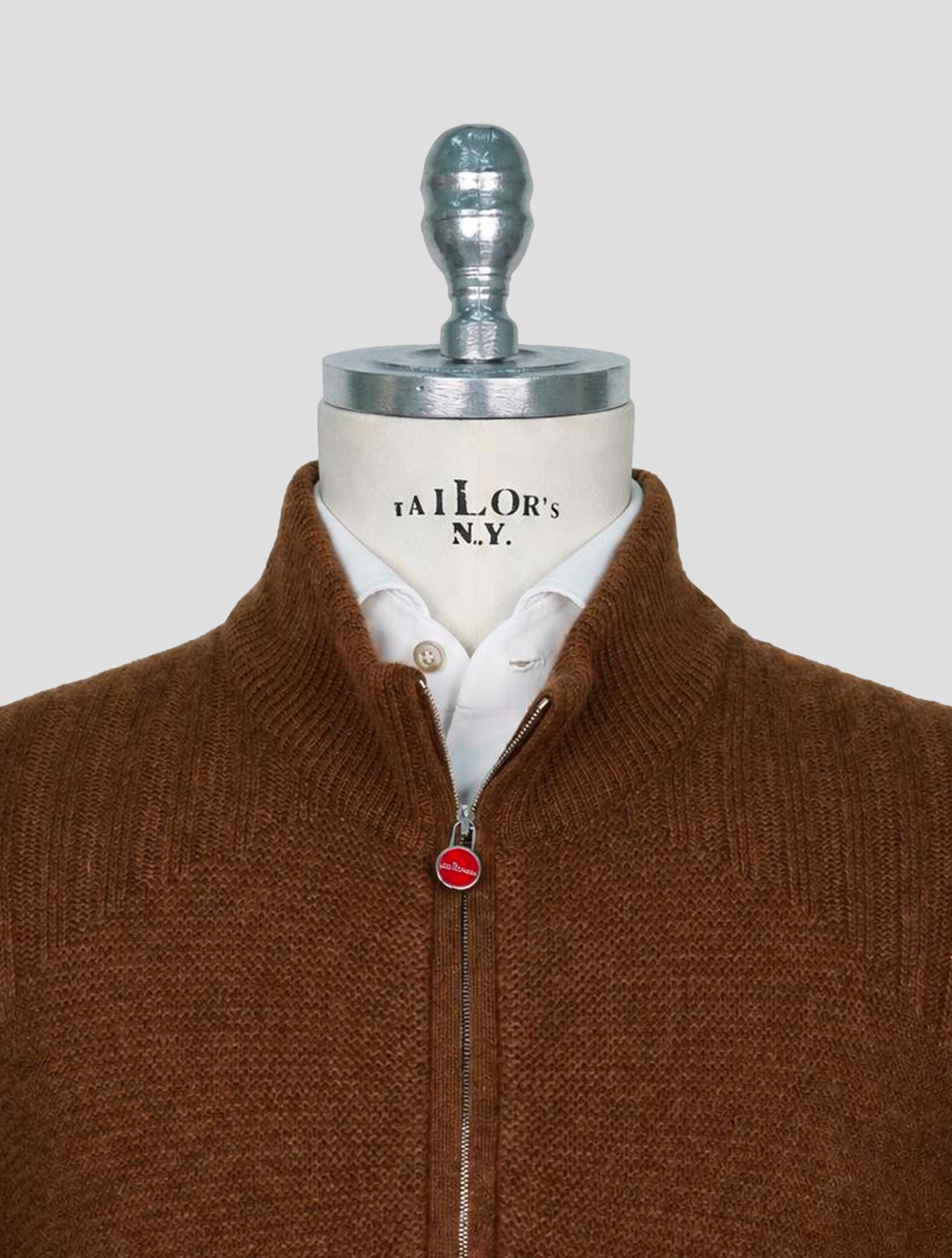 Kiton Brown Cashmere Sweater Half Zip
