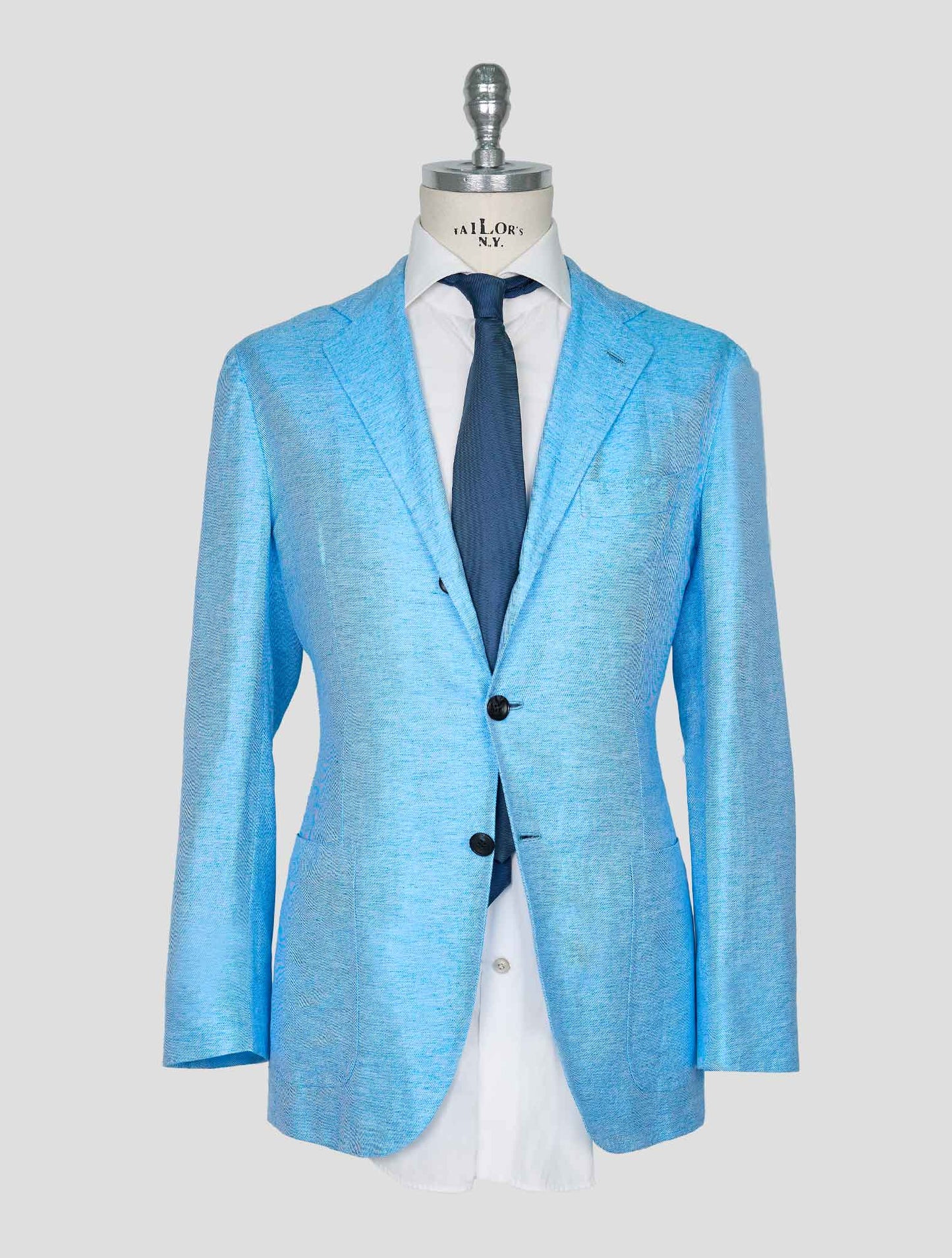 Kiton Light Blue Cotton Linen Blazer
