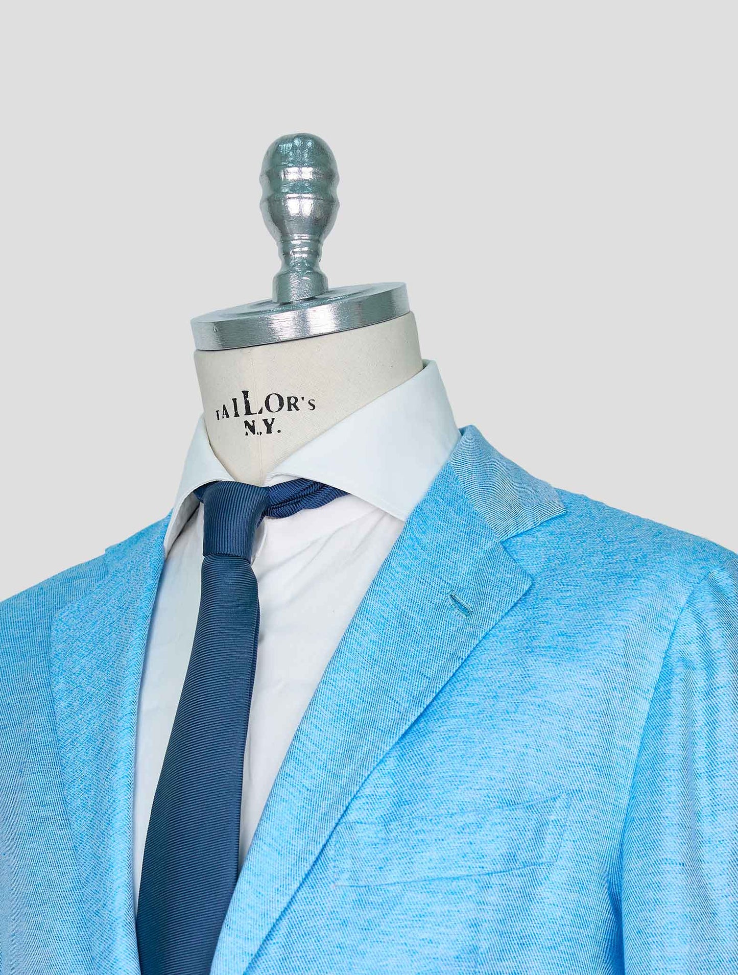 Kiton Light Blue Cotton Linen Blazer