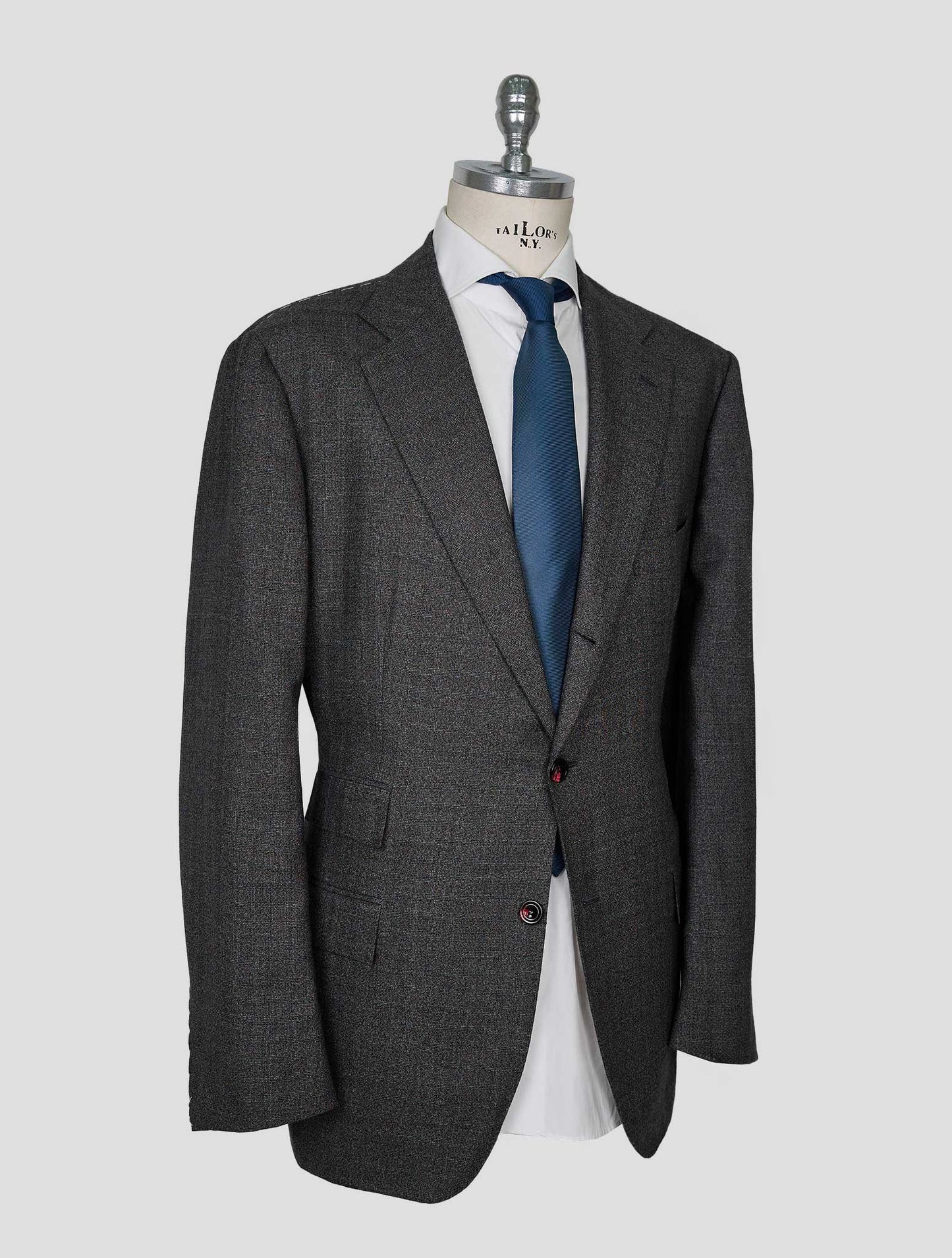 Kiton Gray Red Cashmere Suit