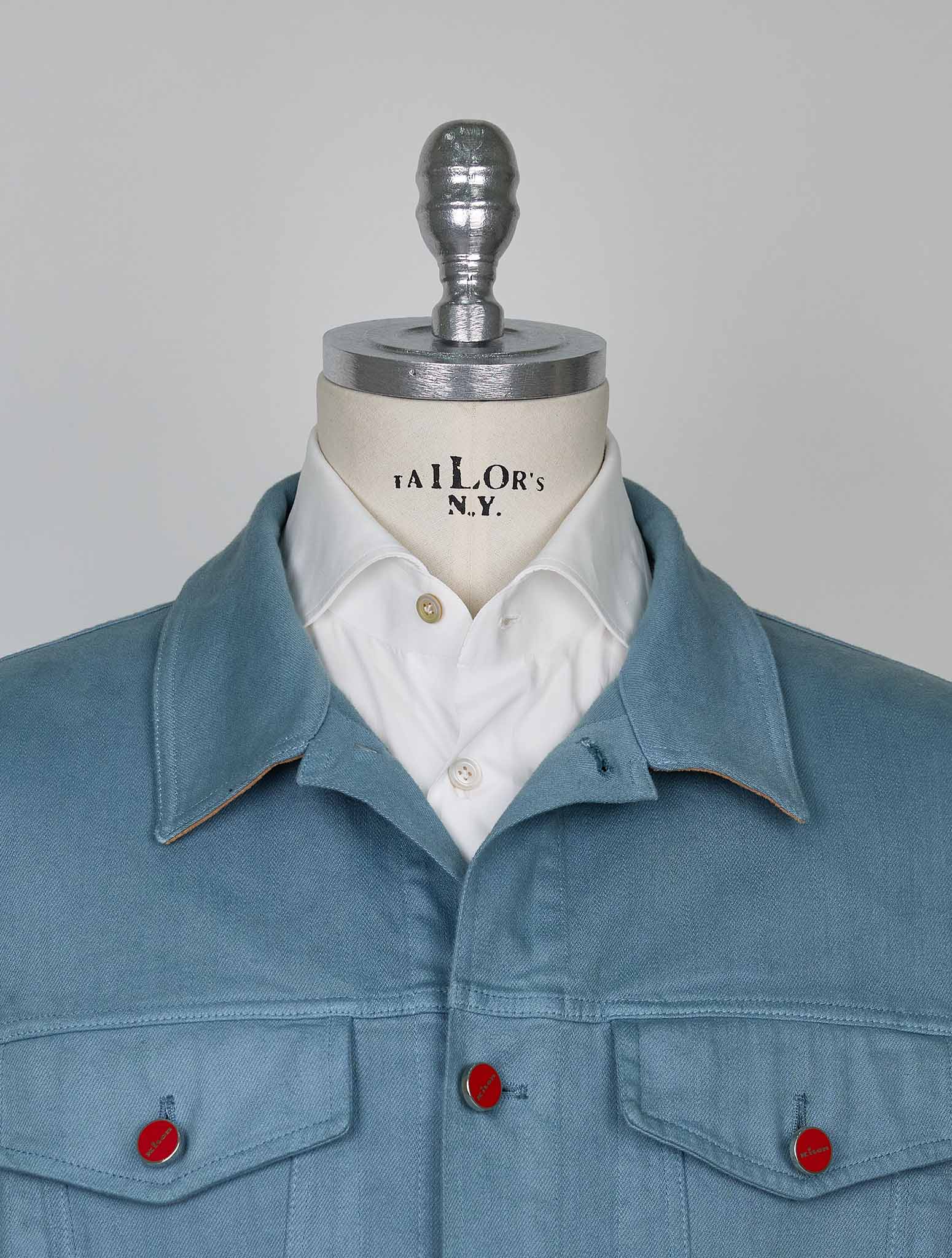 Kiton Light Blue Cotton Ea Coat