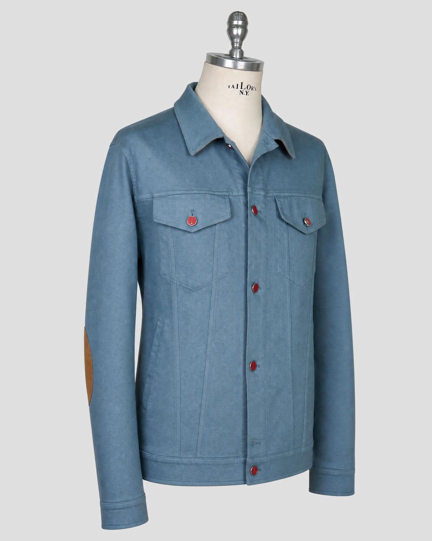 Kiton Light Blue Cotton Ea Coat