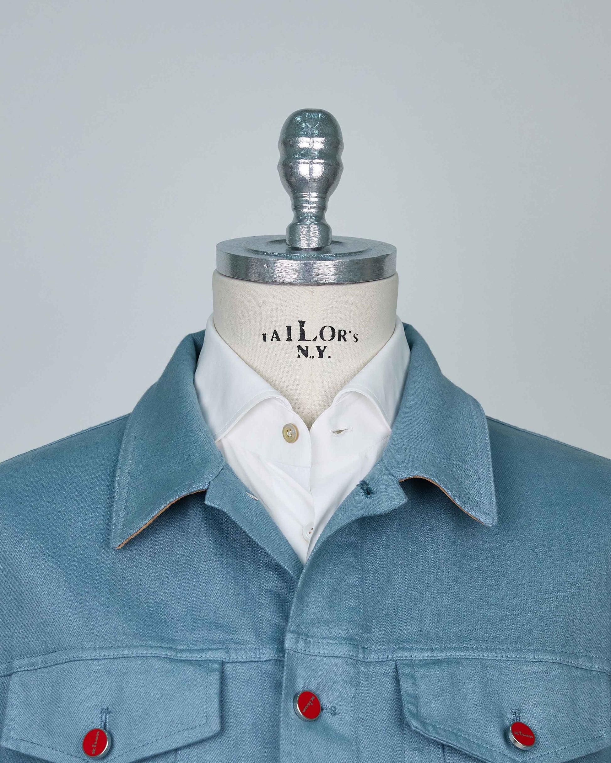 Kiton Light Blue Cotton Ea Coat