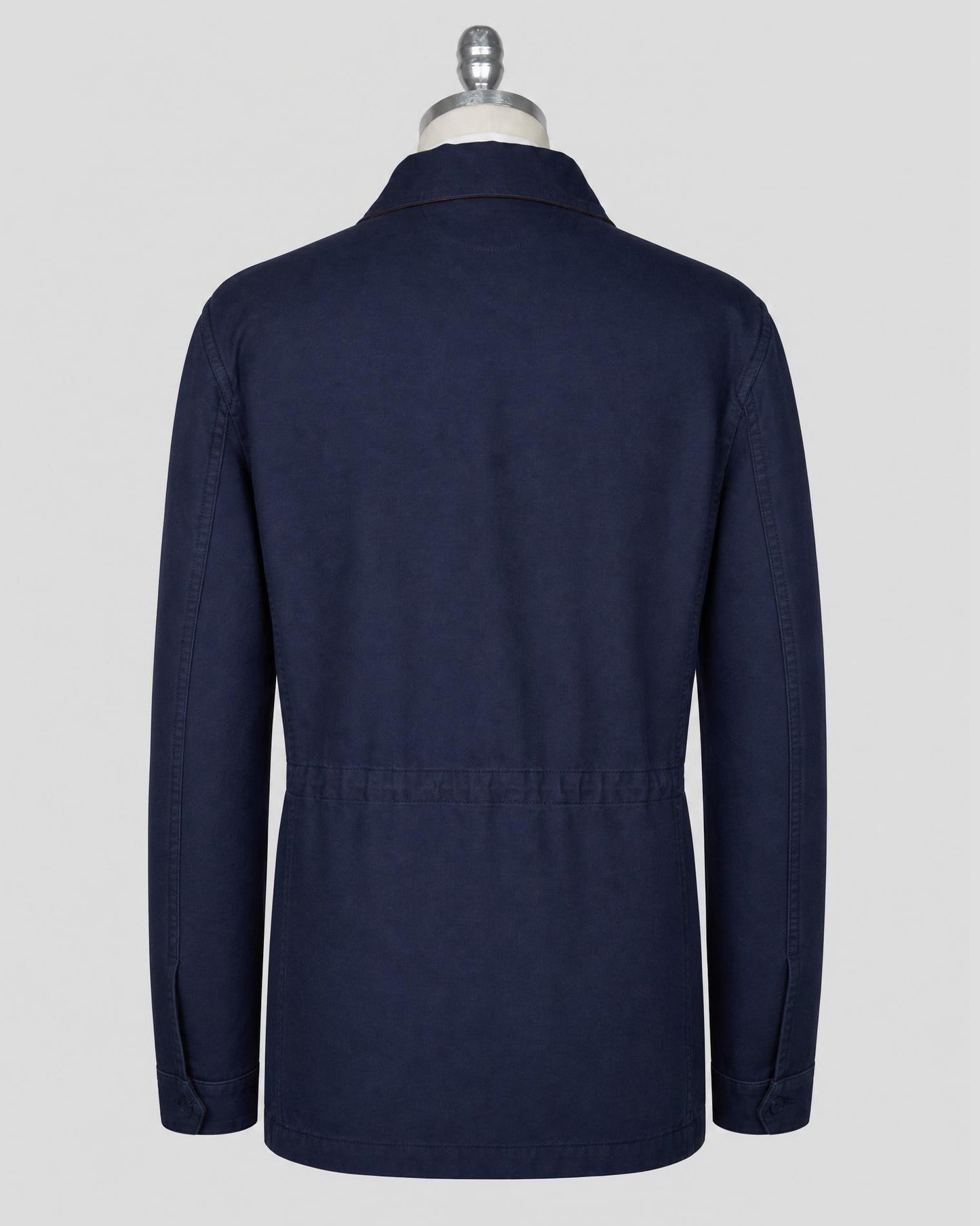 Kiton Blue Cotton Overcoat