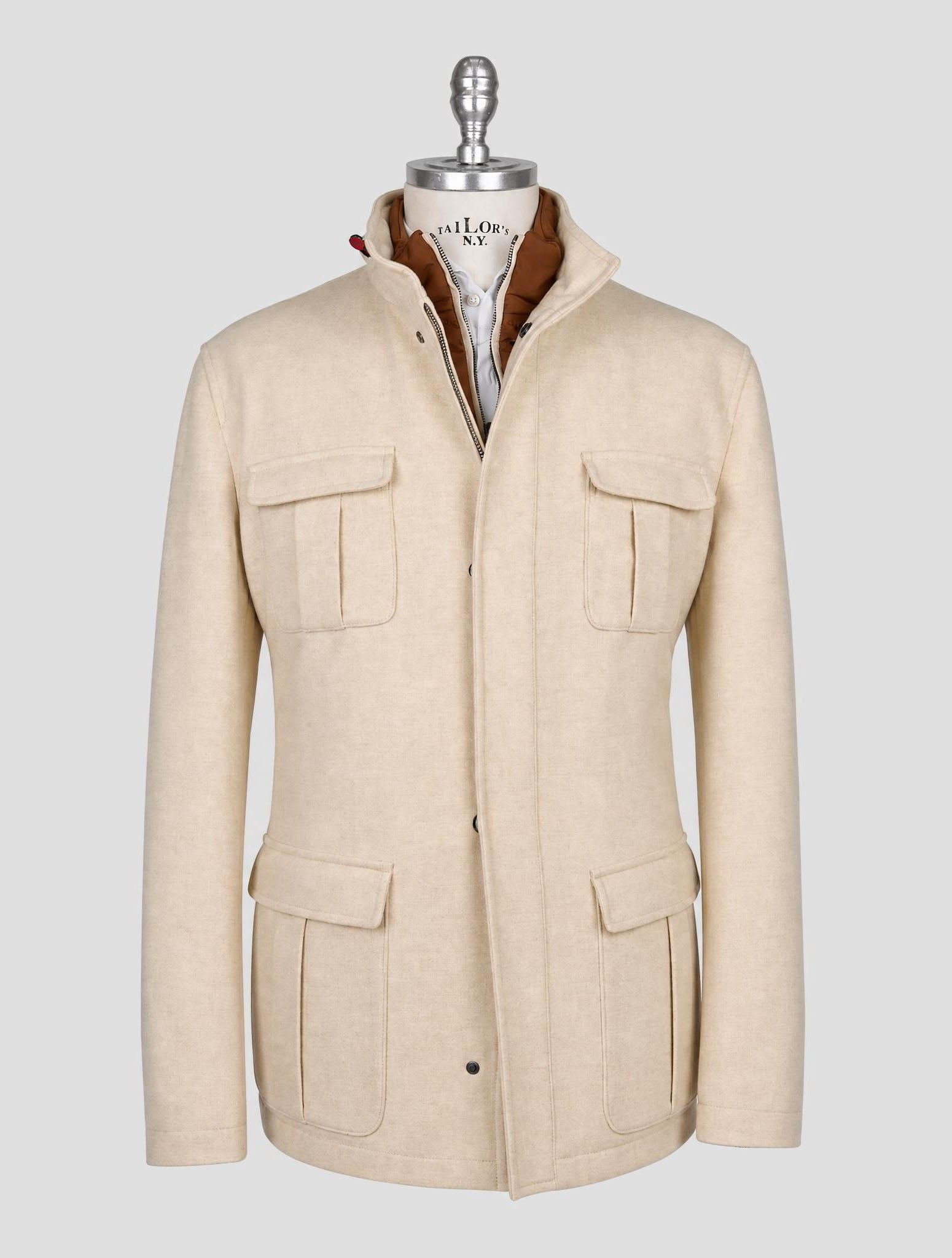 Kiton Beige Cashmere Silk Ea Coat