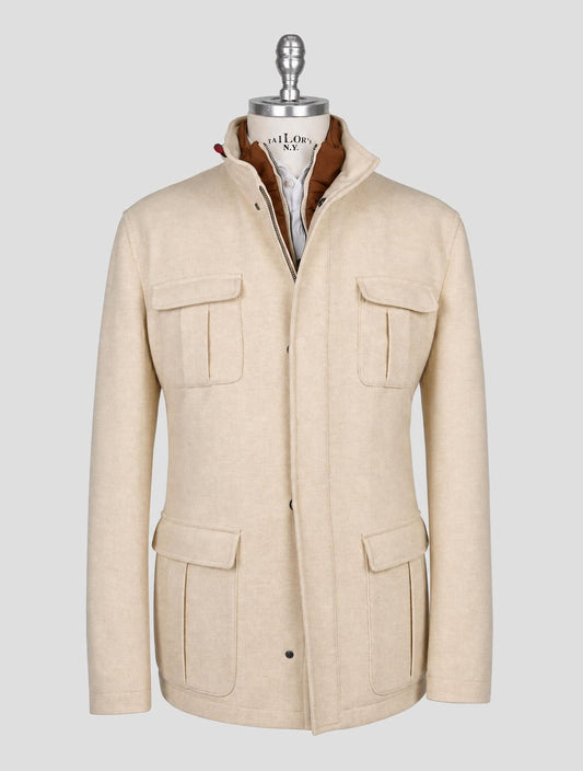 Kiton Beige Cashmere Silk Ea Coat