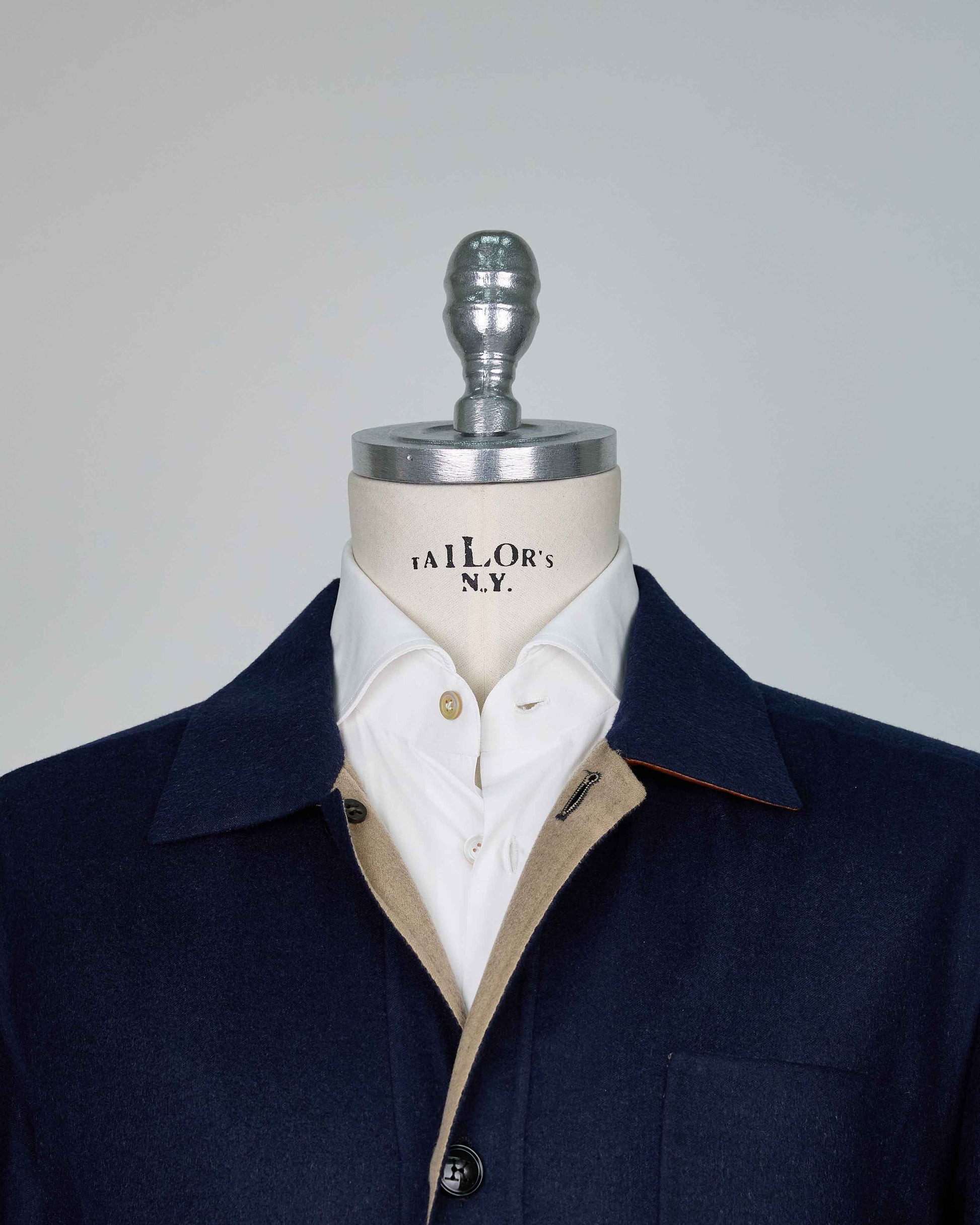 Kiton Blue Cashmere Silk Coat