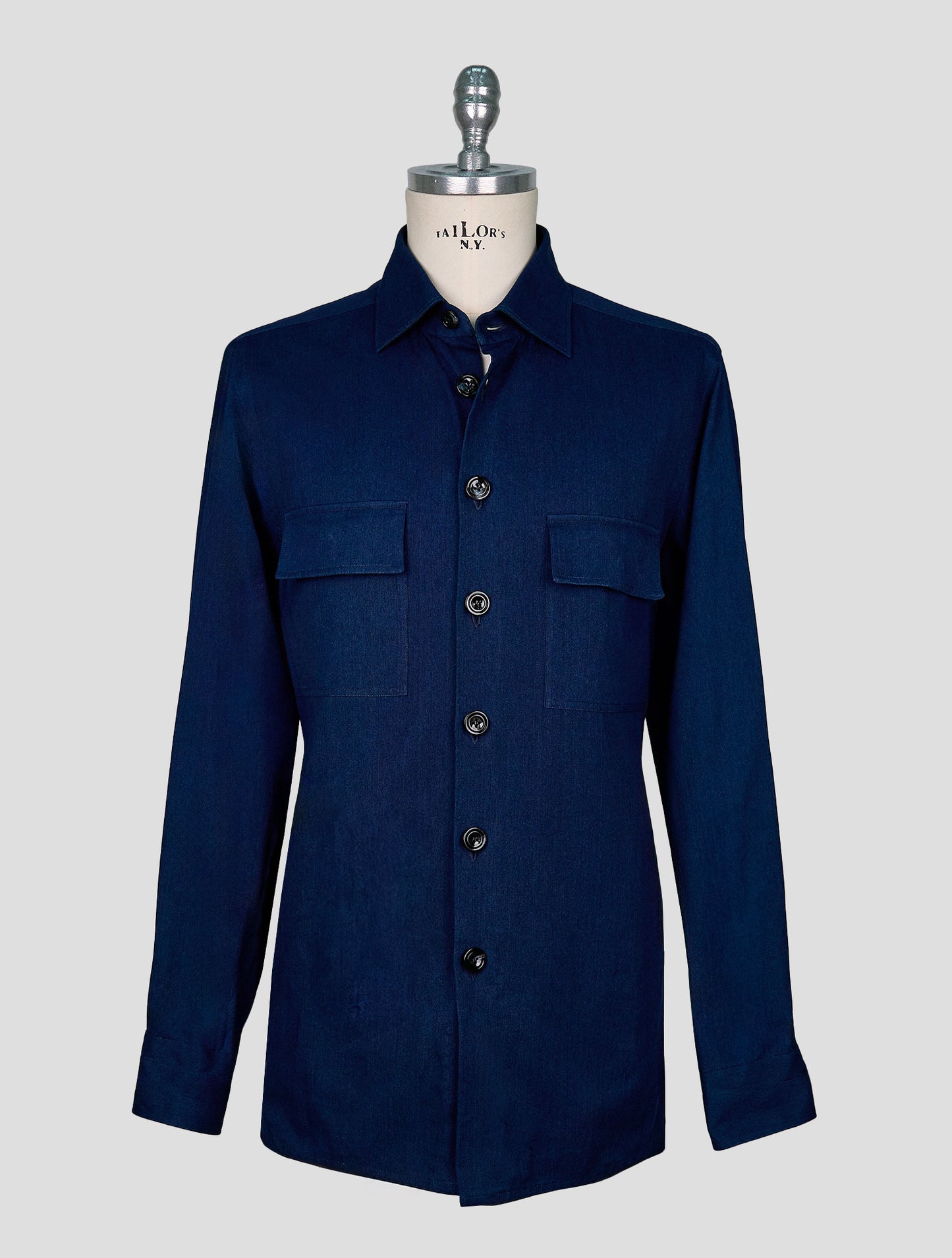 Kiton Blue Cotton Shirt