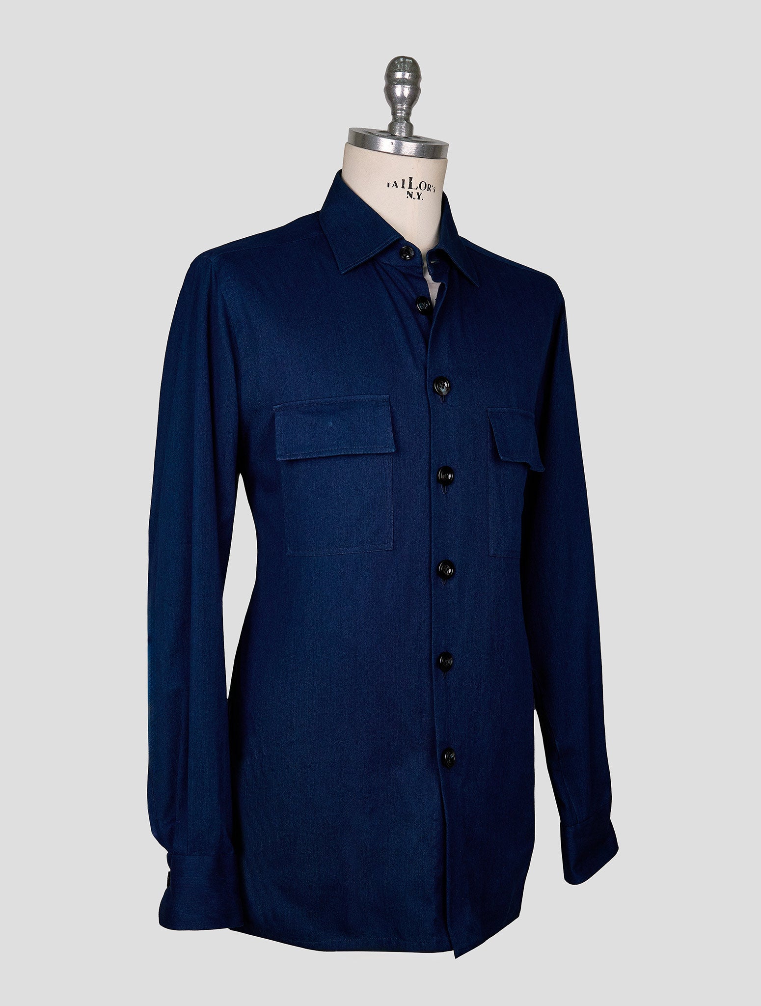 Kiton Blue Cotton Shirt