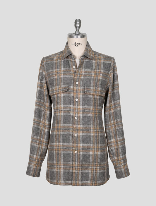 Kiton Multicolor Virgin Wool Silk Pa Cotton Shirt