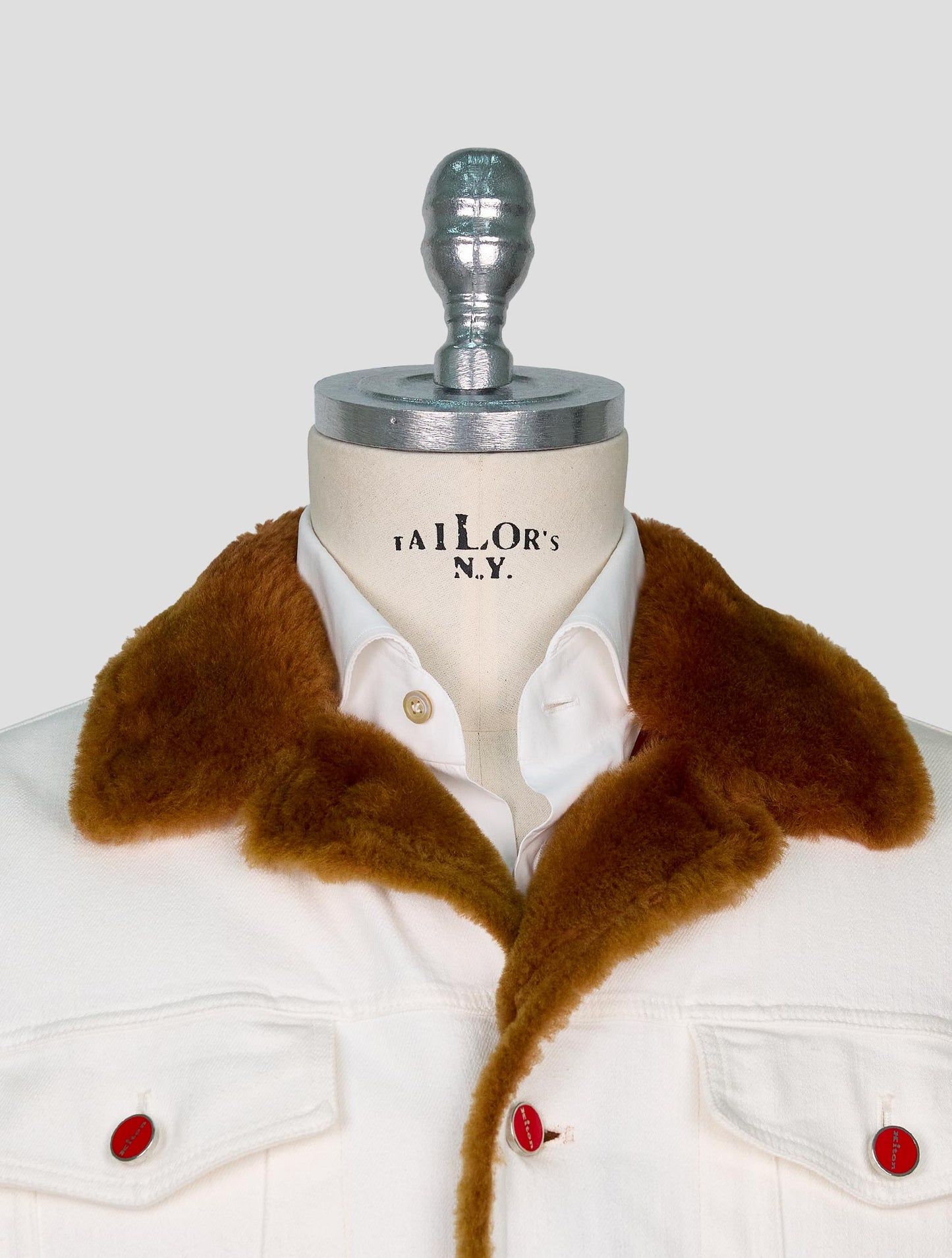 Kiton White Cotton Ea With Fur Coat