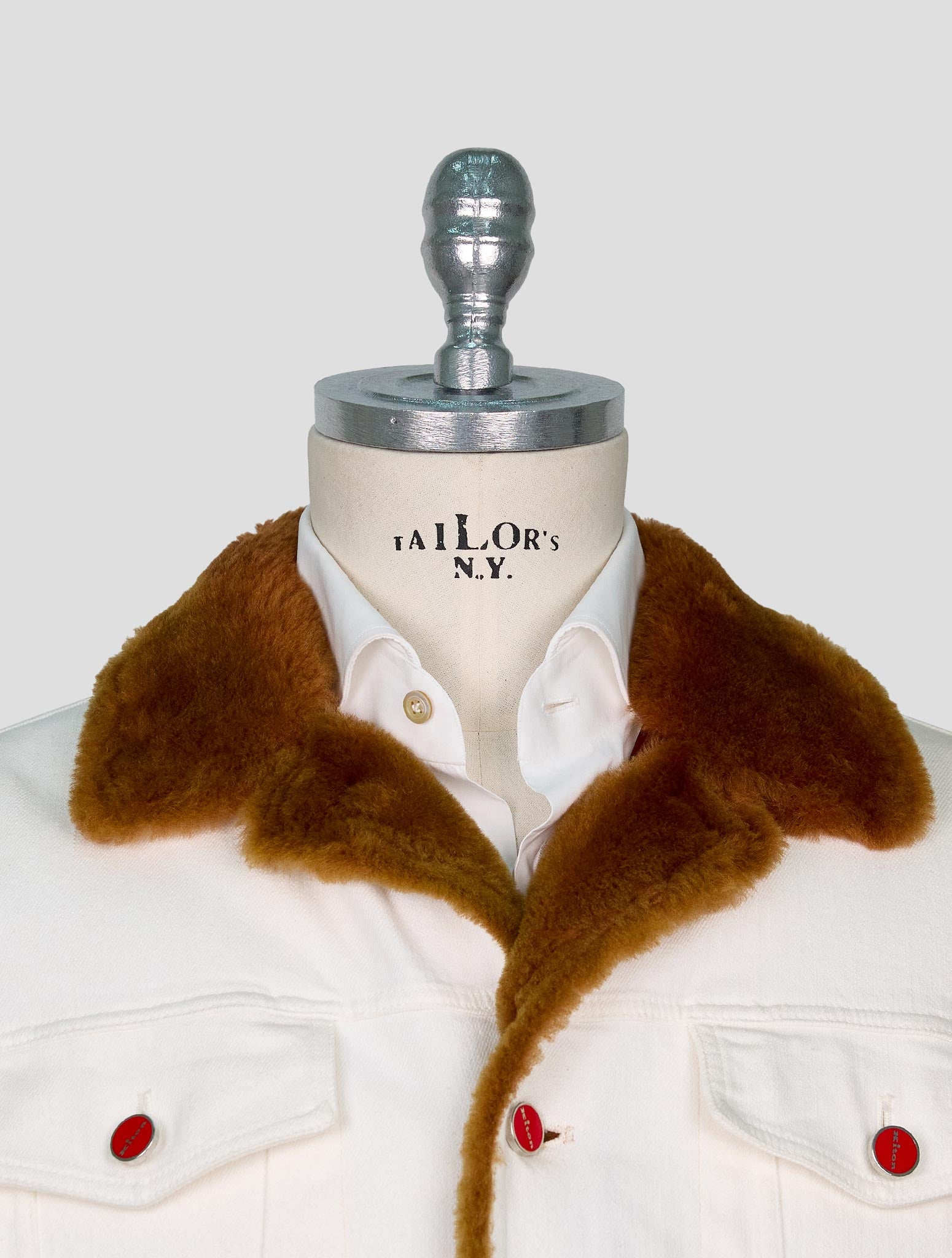 Kiton White Cotton Ea With Fur Coat