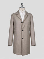 Kiton Gray Virgin Wool Silk Linen Overcoat