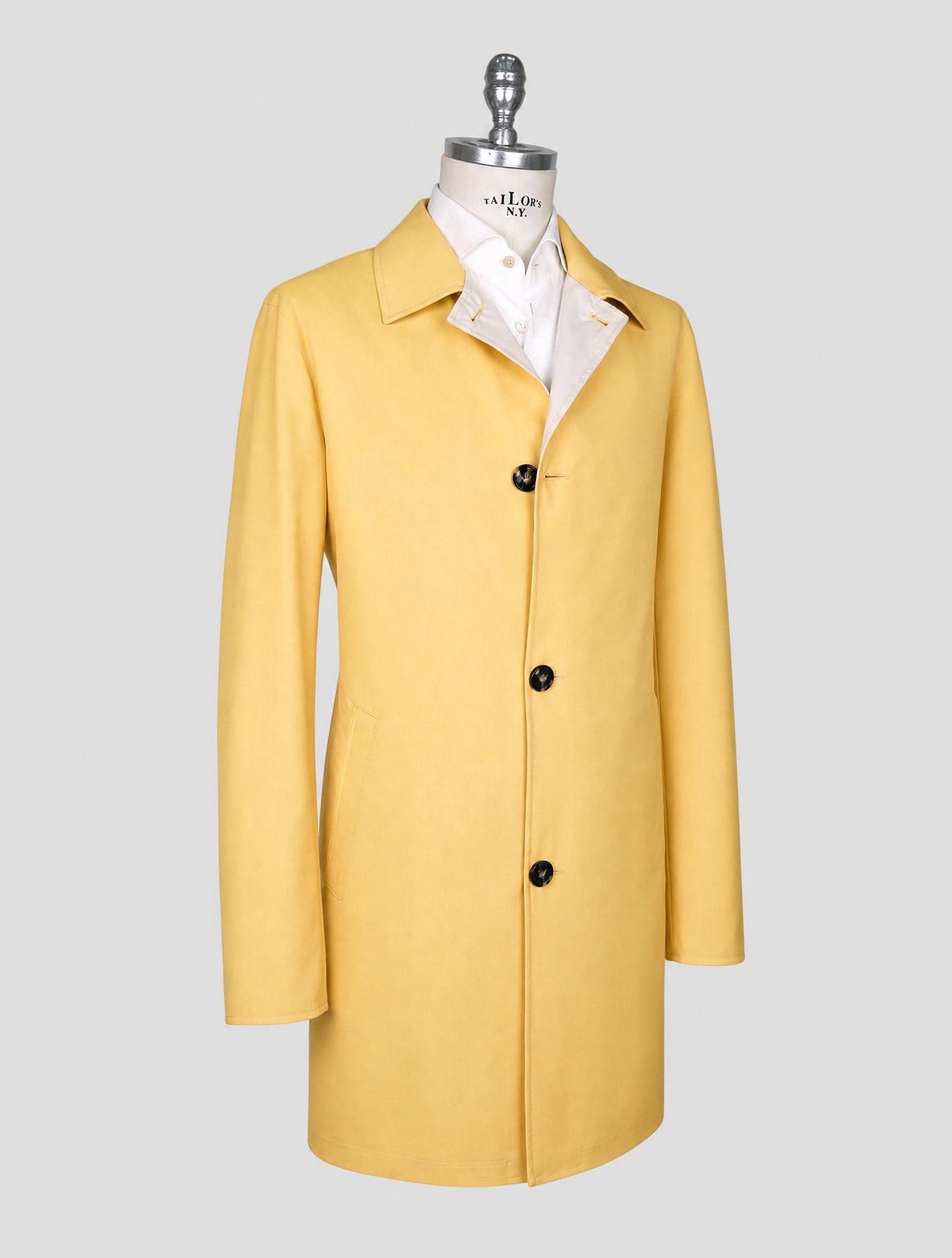 Kiton Yellow Beige Cashmere Pl Overcoat