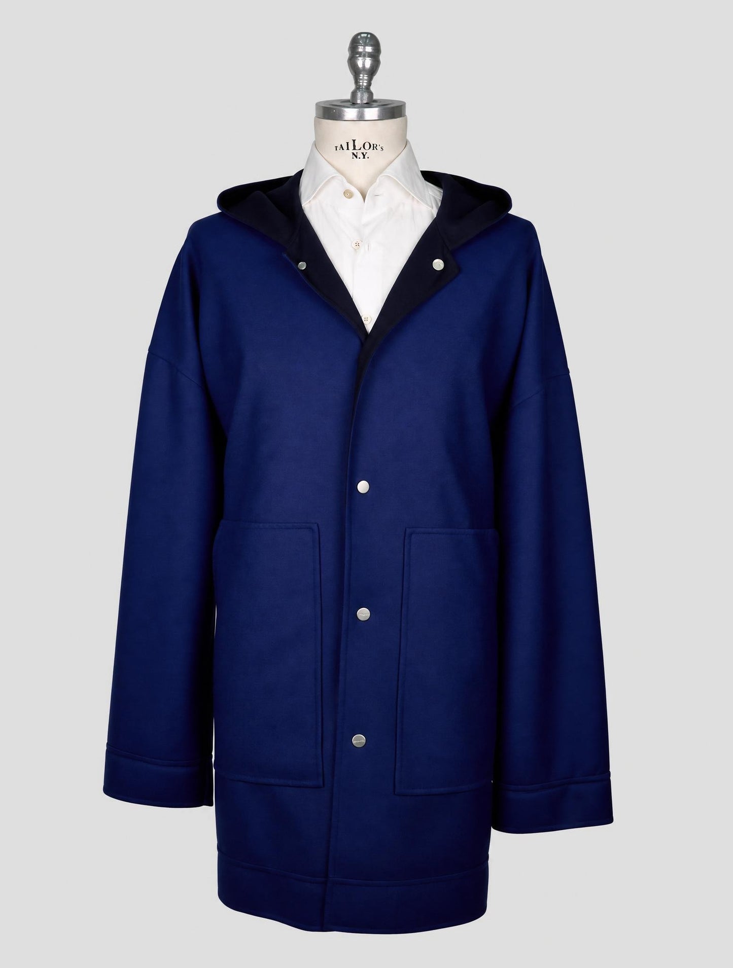 Kiton Blue Wool Ea Overcoat