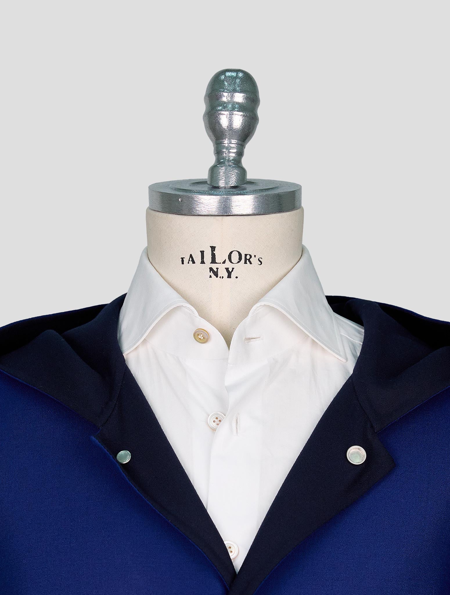 Kiton Blue Wool Ea Overcoat