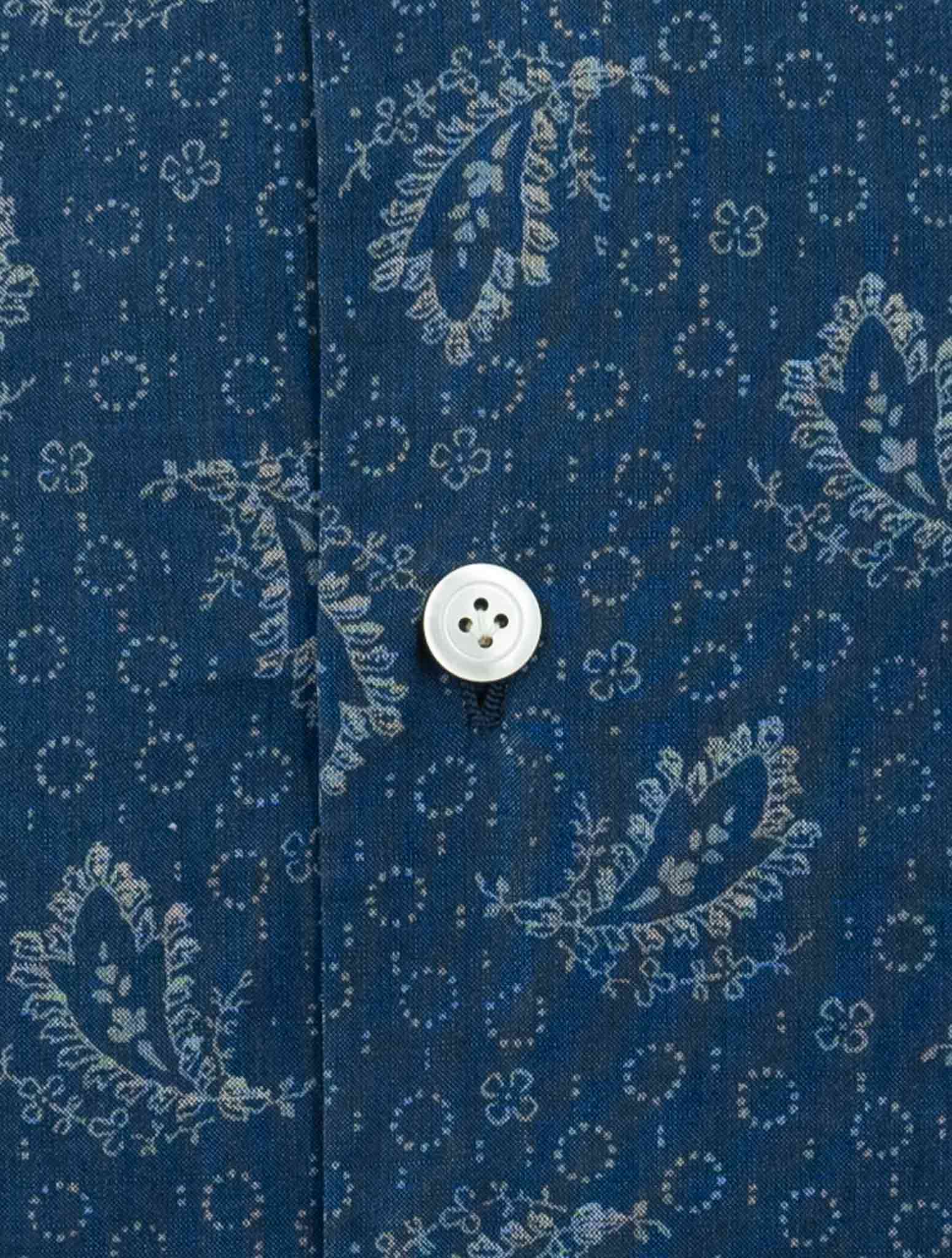 Kiton Blue Cotton Shirt