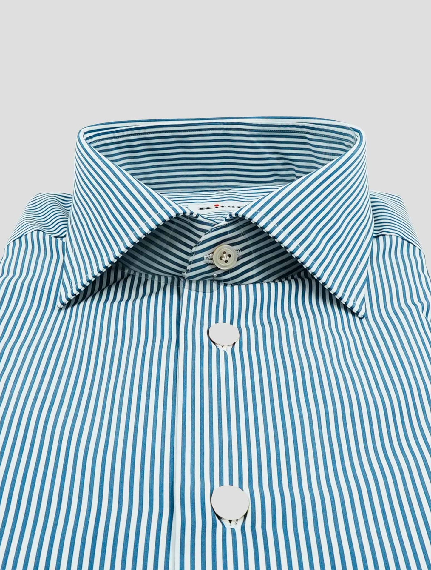 Kiton Blue White Cotton Shirt