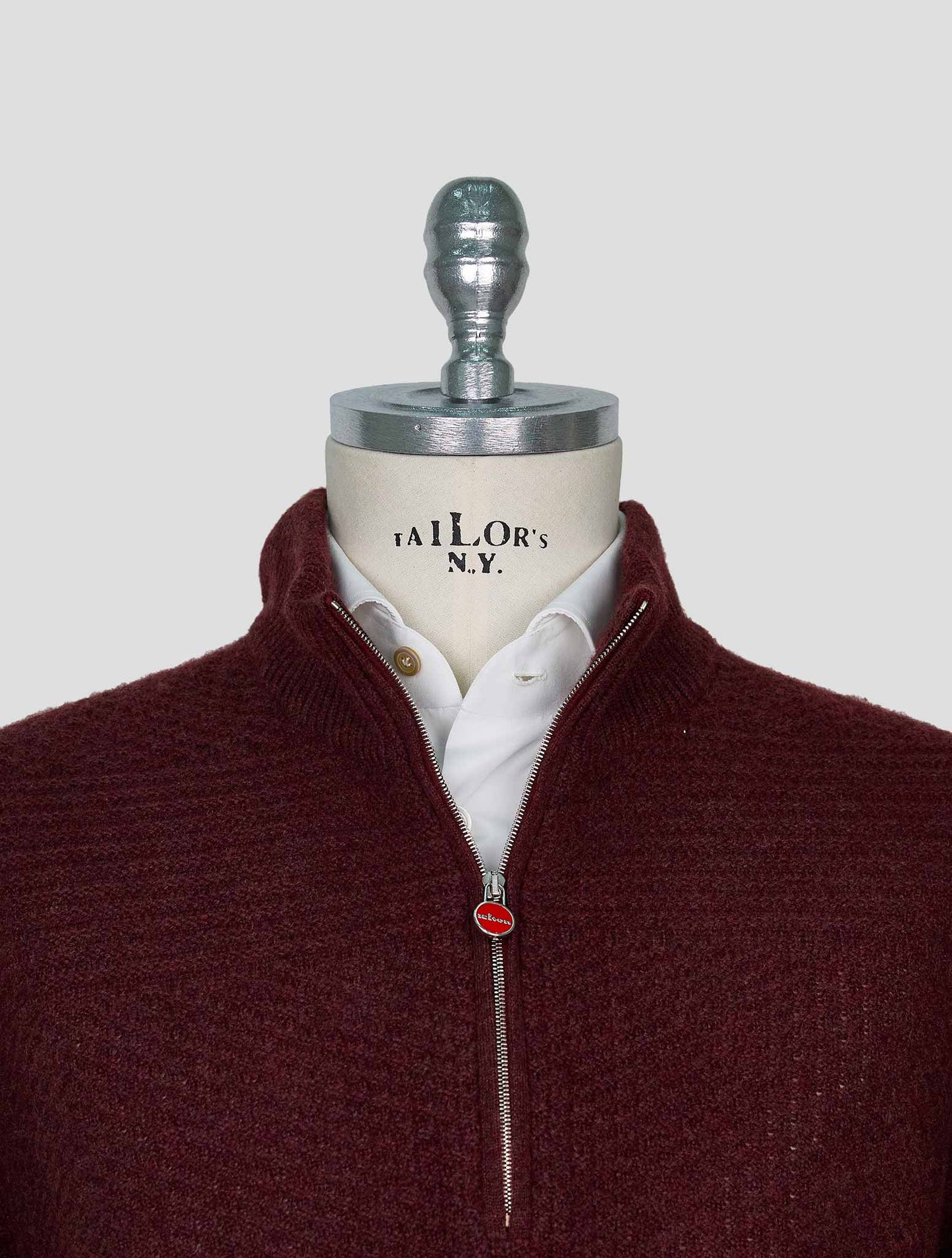 Kiton Burgundy Cashmere Sweater Half Zip