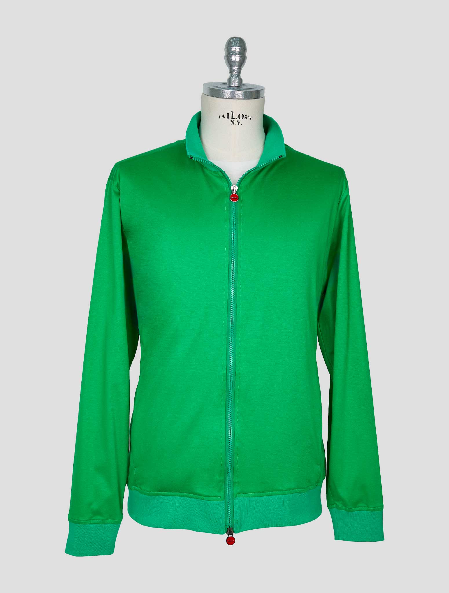 Kiton Green Cotton Sweater Full Zip