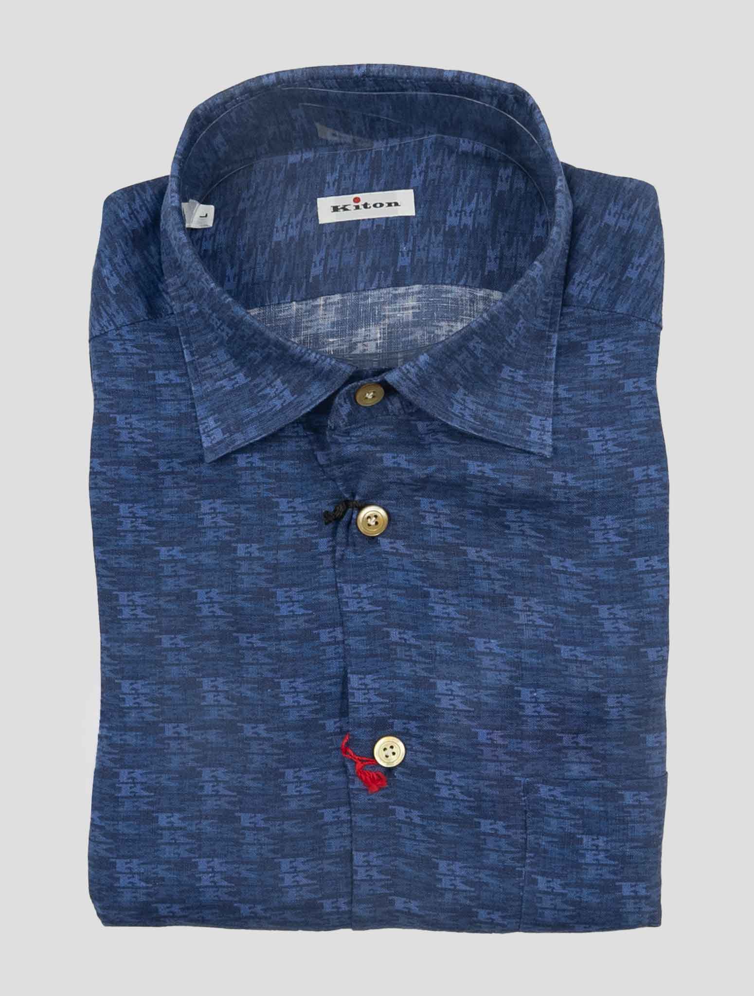 Kiton Blue Linen Shirt Nerano