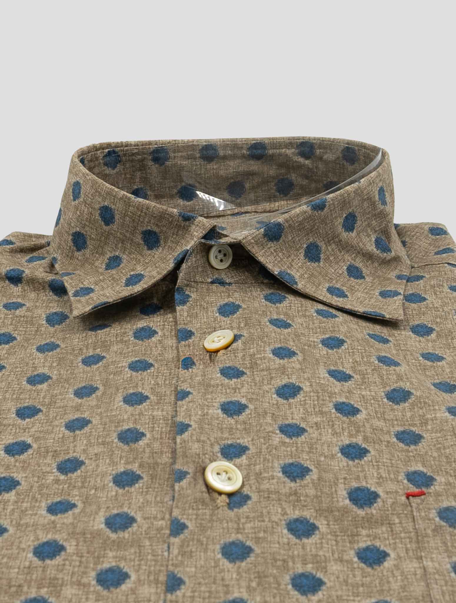 Kiton Brown Blue Cotton Shirt Nerano