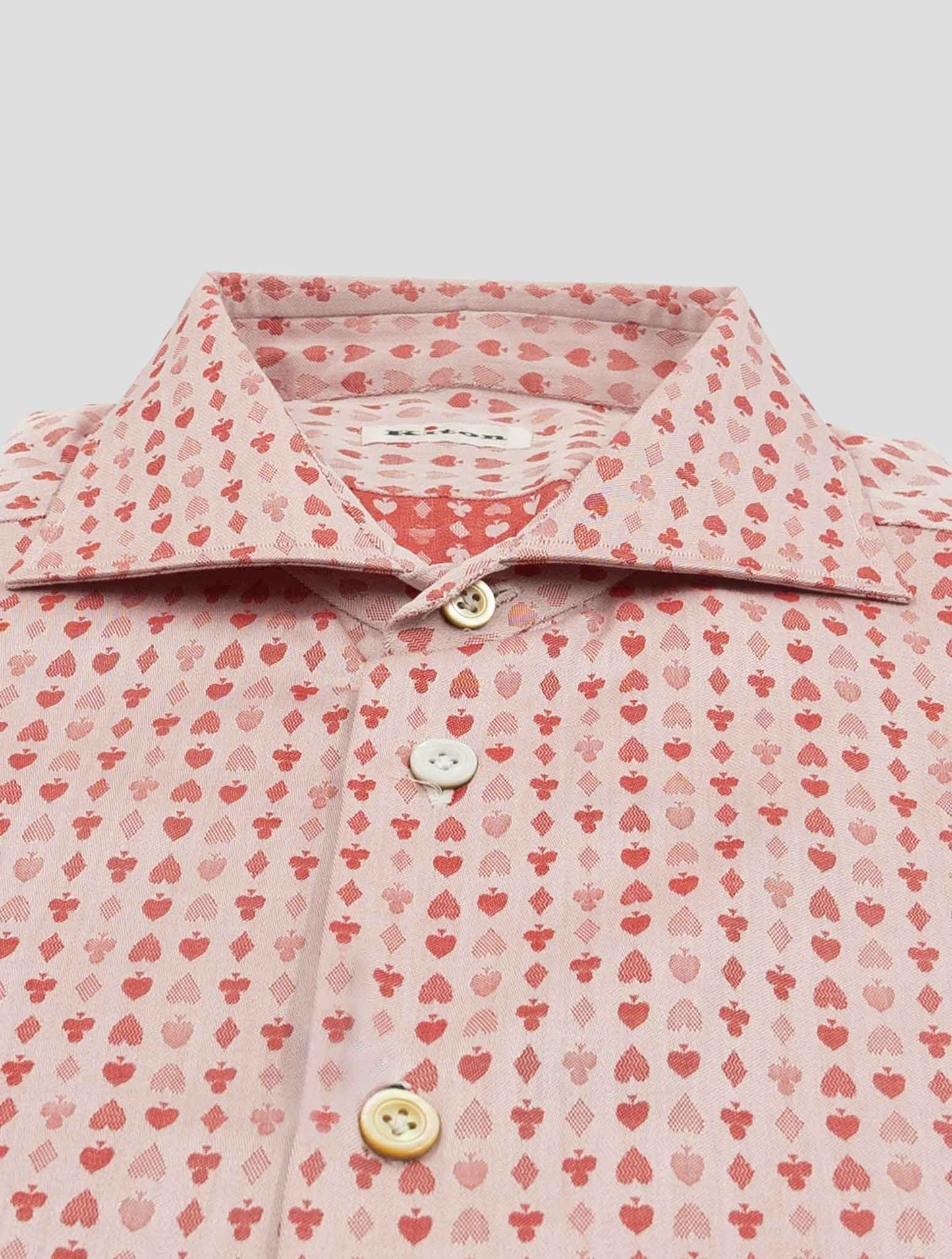Kiton Red White Cotton Shirt