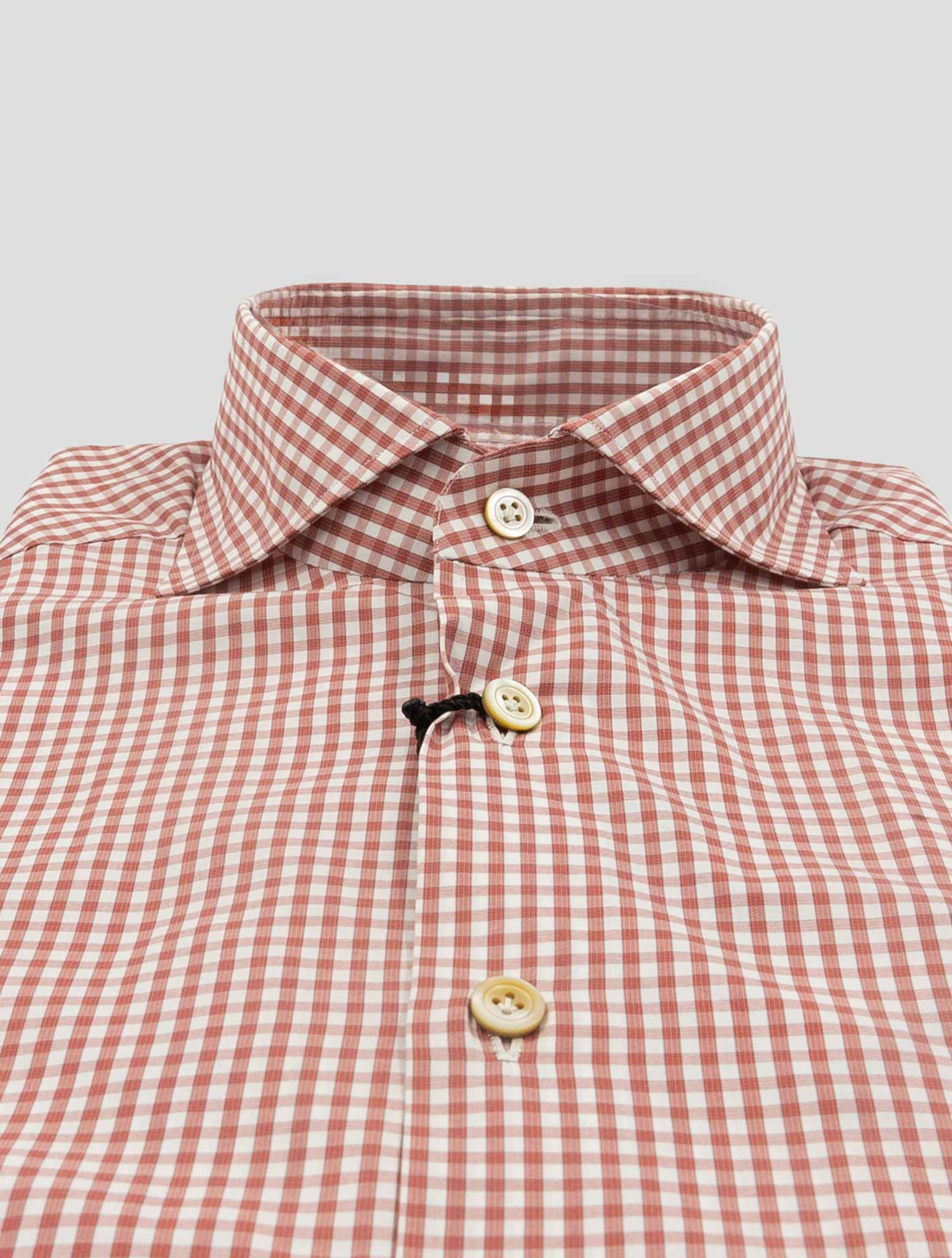 Kiton Red White Cotton Shirt