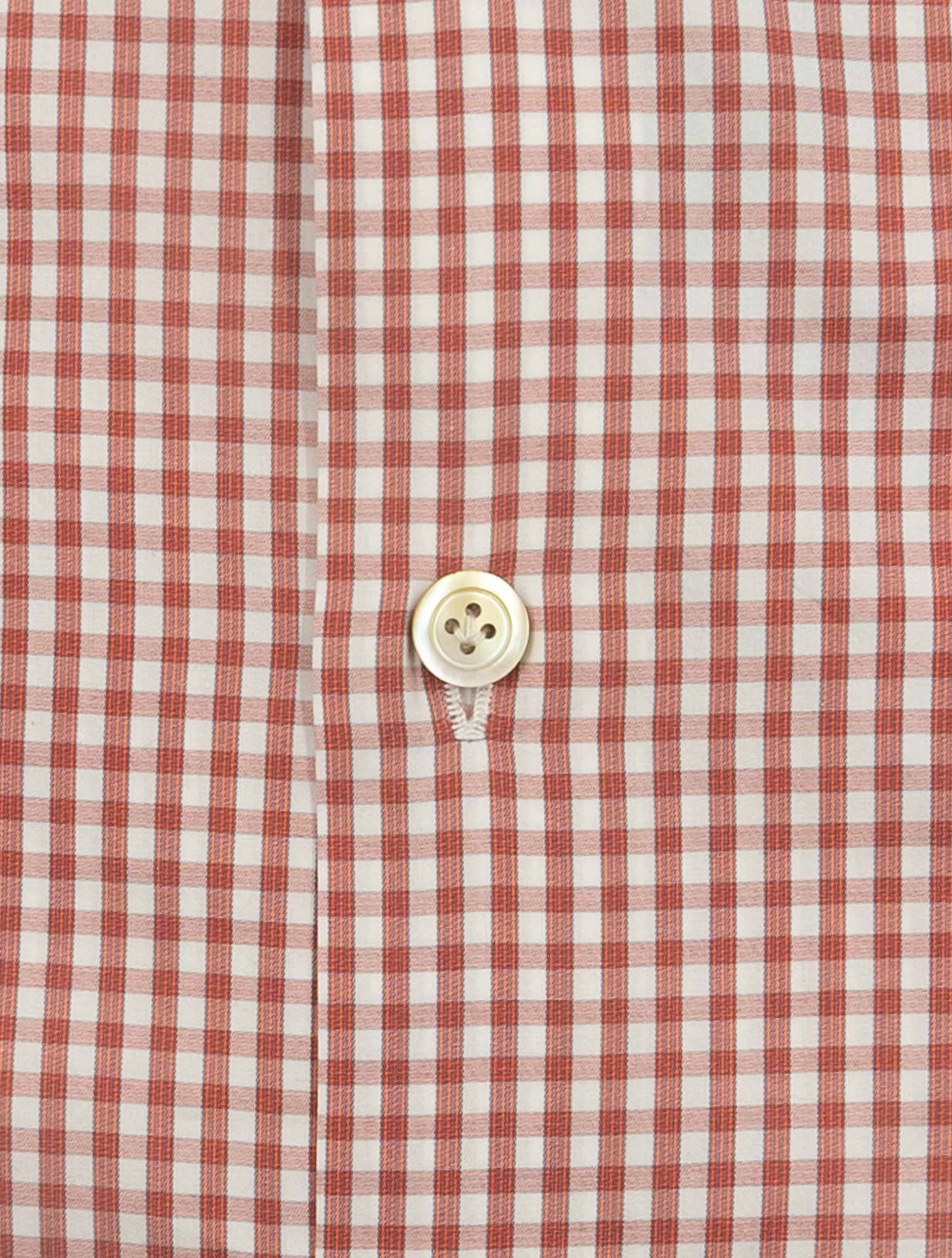 Kiton Red White Cotton Shirt