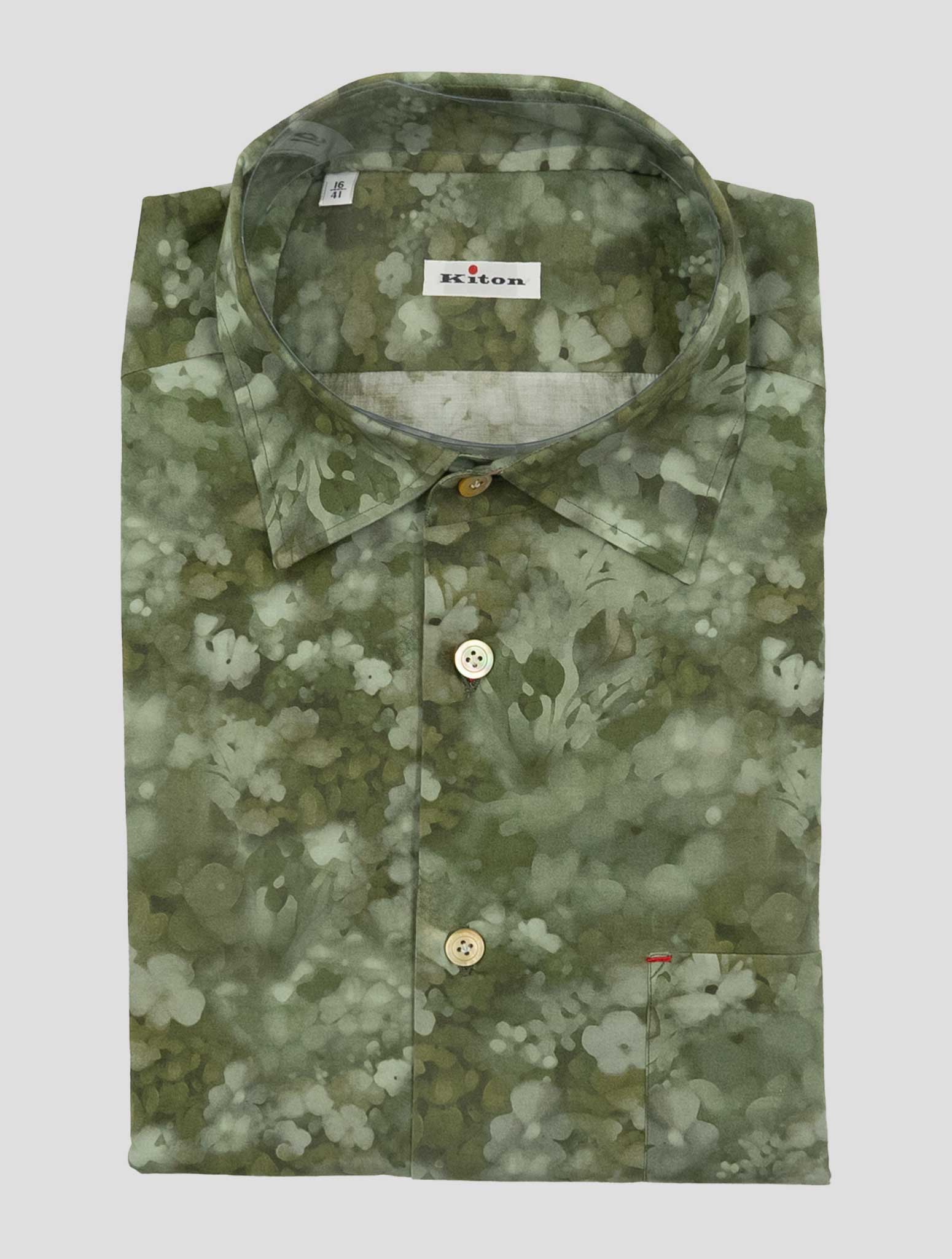 Kiton Green Cotton Shirt Nerano