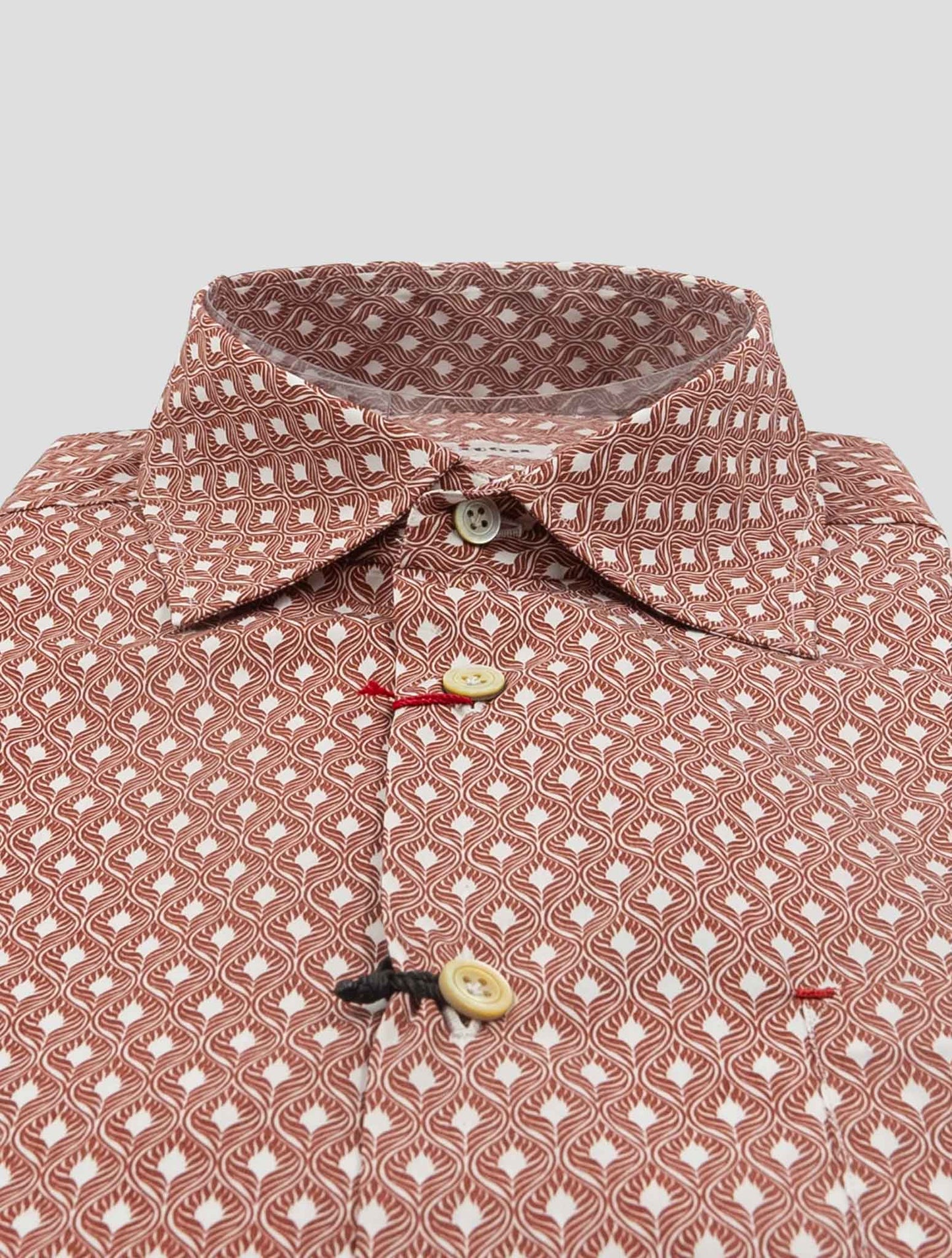 Kiton Red White Cotton Shirt Nerano