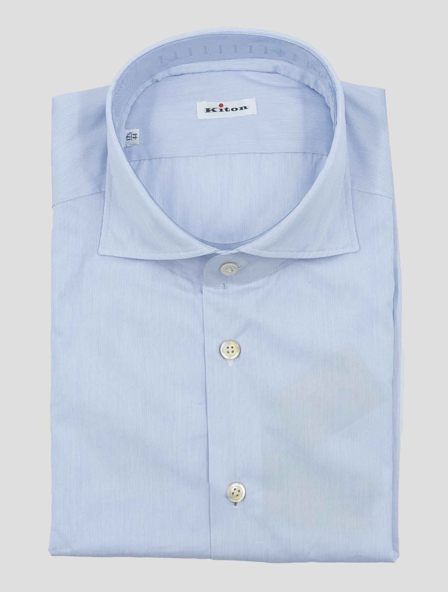 Kiton Light Blue White Cotton Shirt