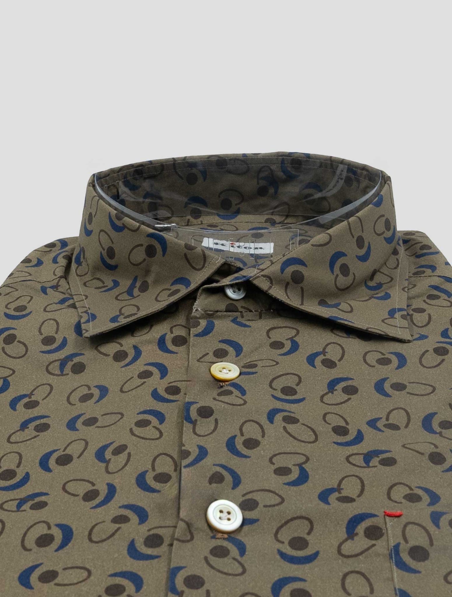 Kiton Brown Blue Cotton Shirt Nerano