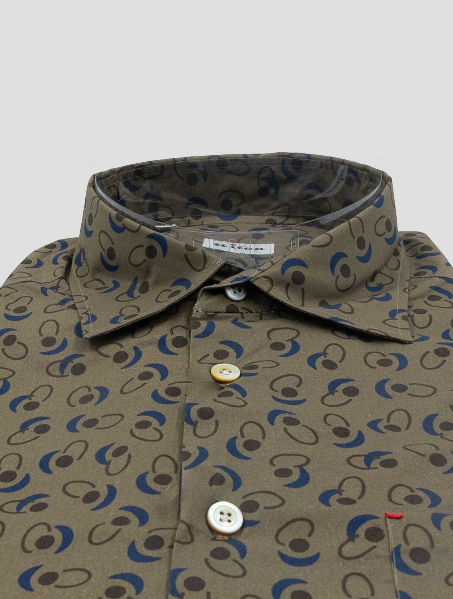 Kiton Brown Blue Cotton Shirt Nerano