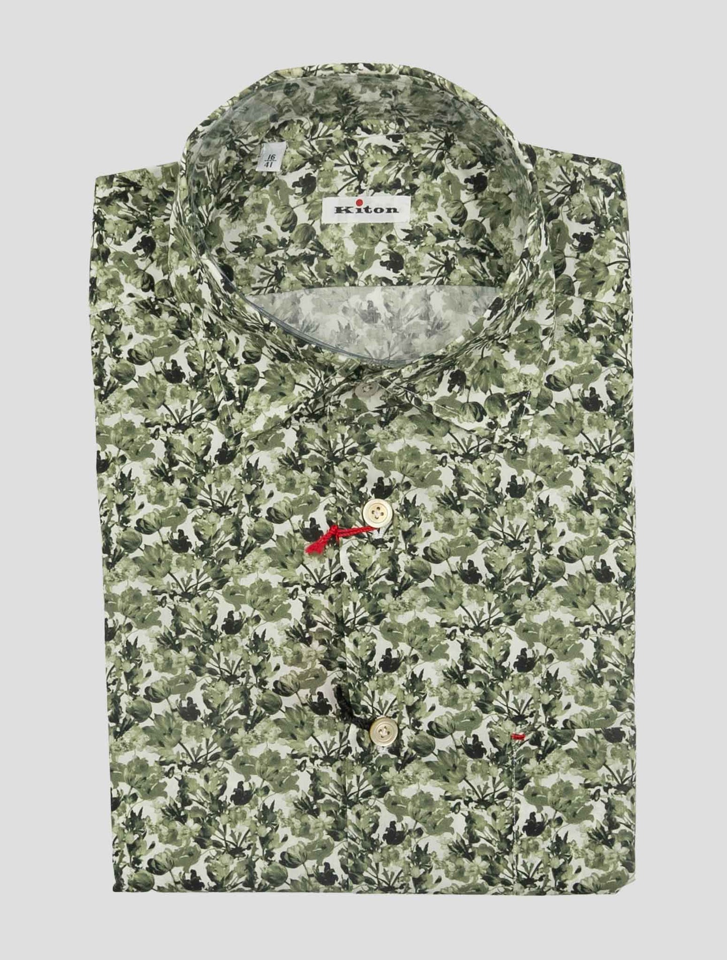 Kiton Green White Cotton Shirt Nerano