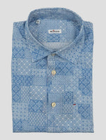 Kiton Light Blue White Cotton Shirt Nerano