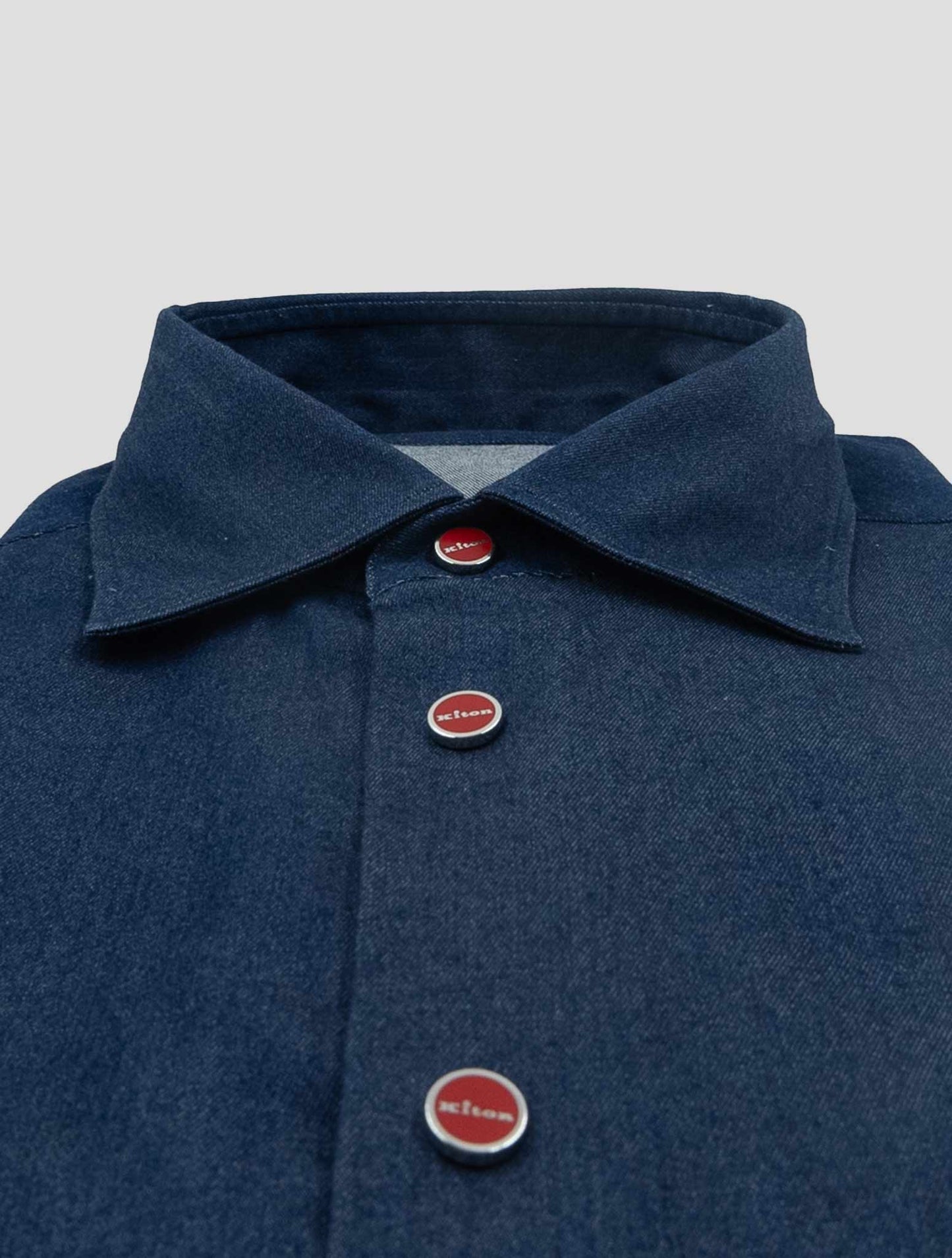 Kiton Denim Cotton Washed Shirt Nerano