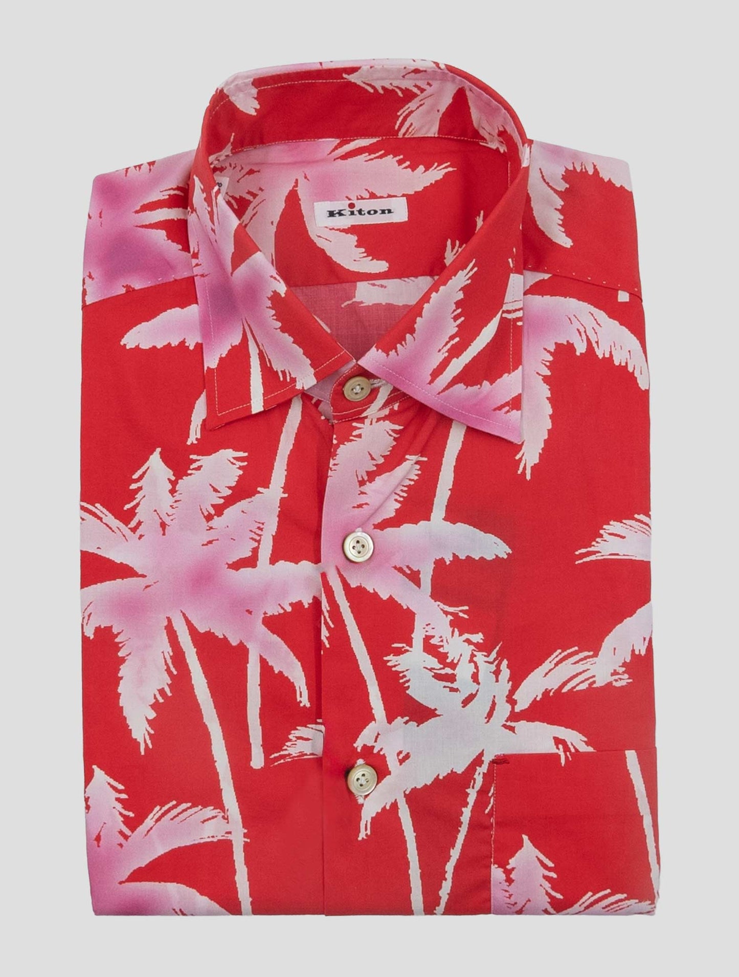 Kiton Red White Cotton Shirt Nerano
