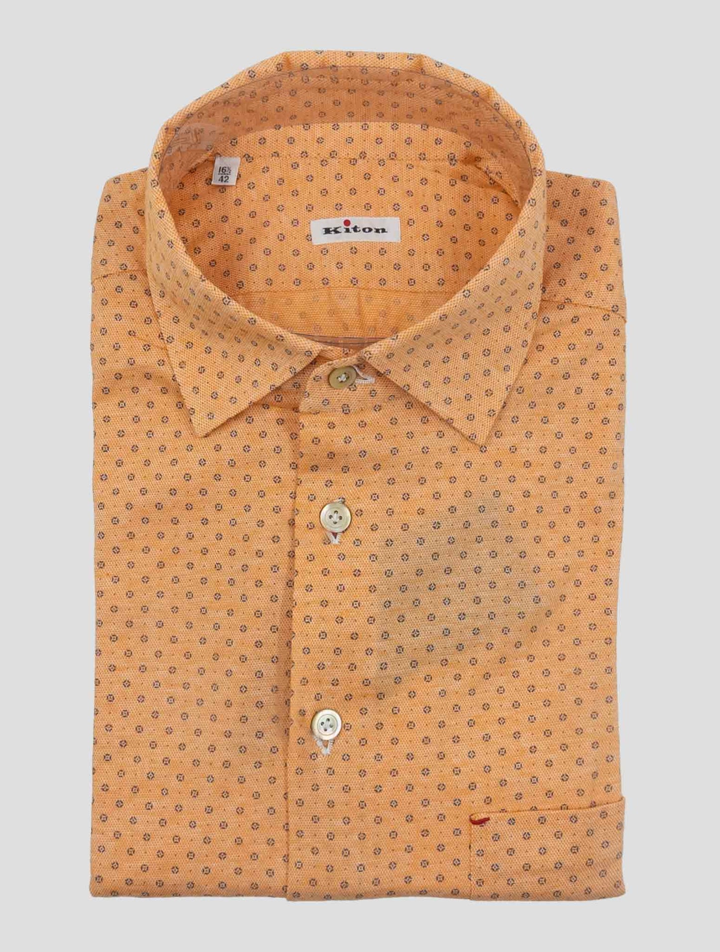 Kiton Orange Cotton Shirt Nerano