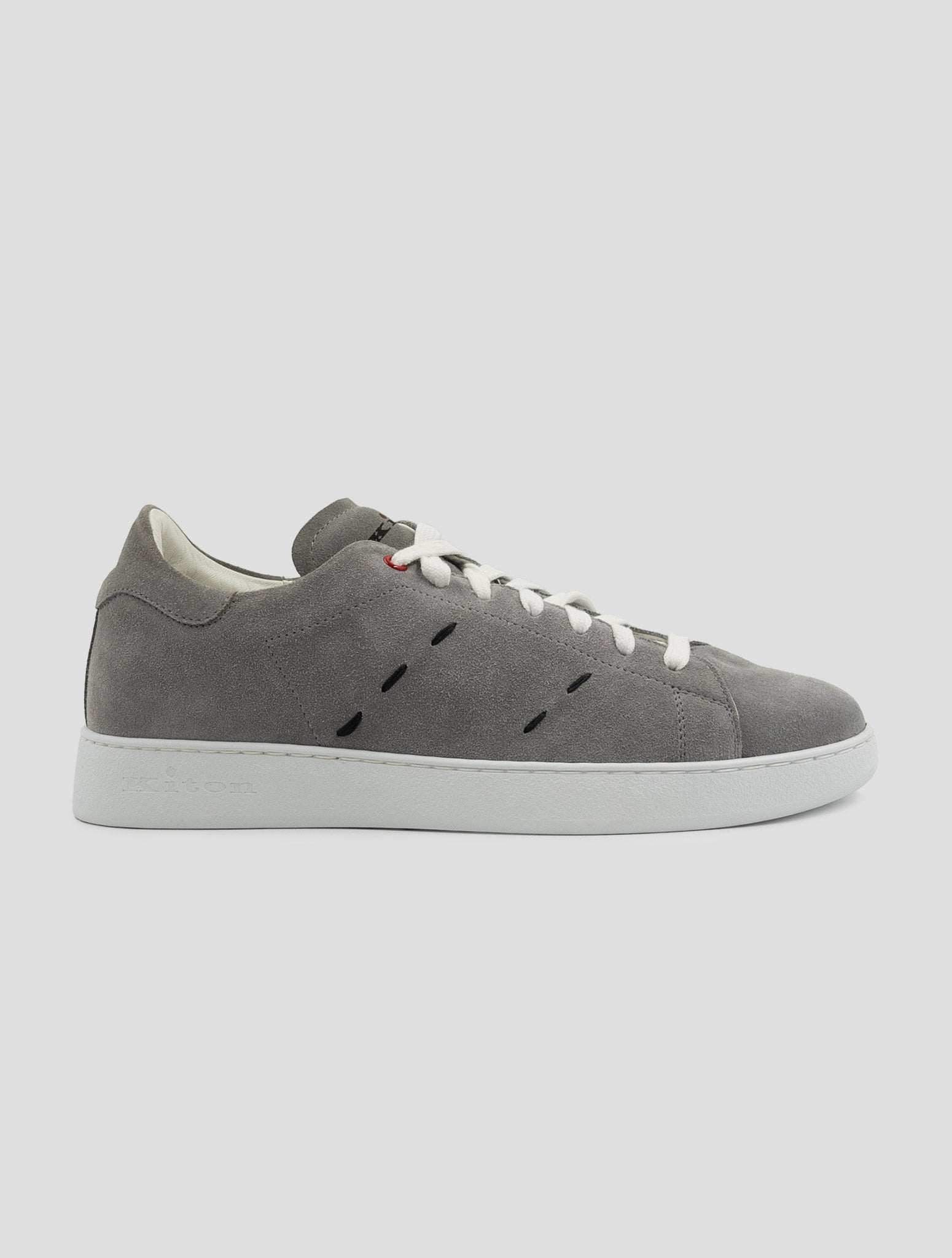 Kiton Gray Leather Suede Sneakers