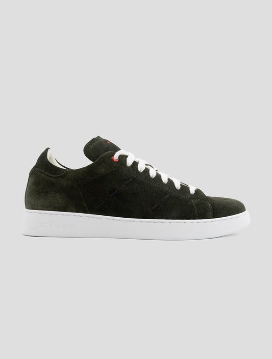 Kiton Green Leather Suede Sneakers