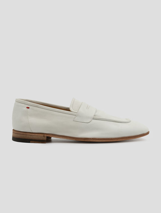 Kiton White Leather Loafers