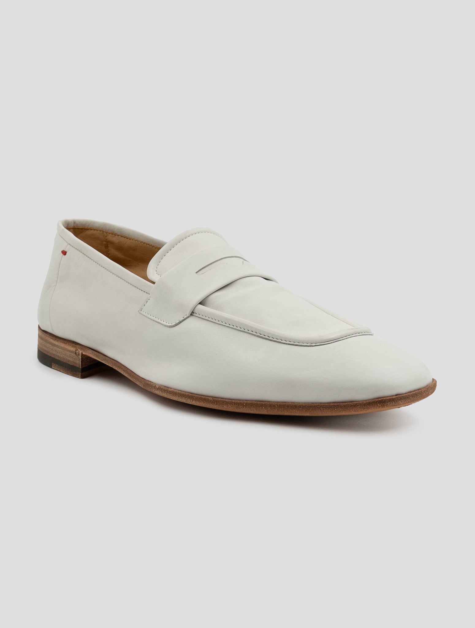 Kiton White Leather Loafers