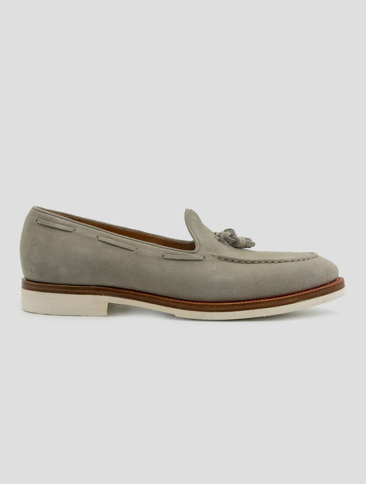 Kiton Gray Leather Suede Loafers
