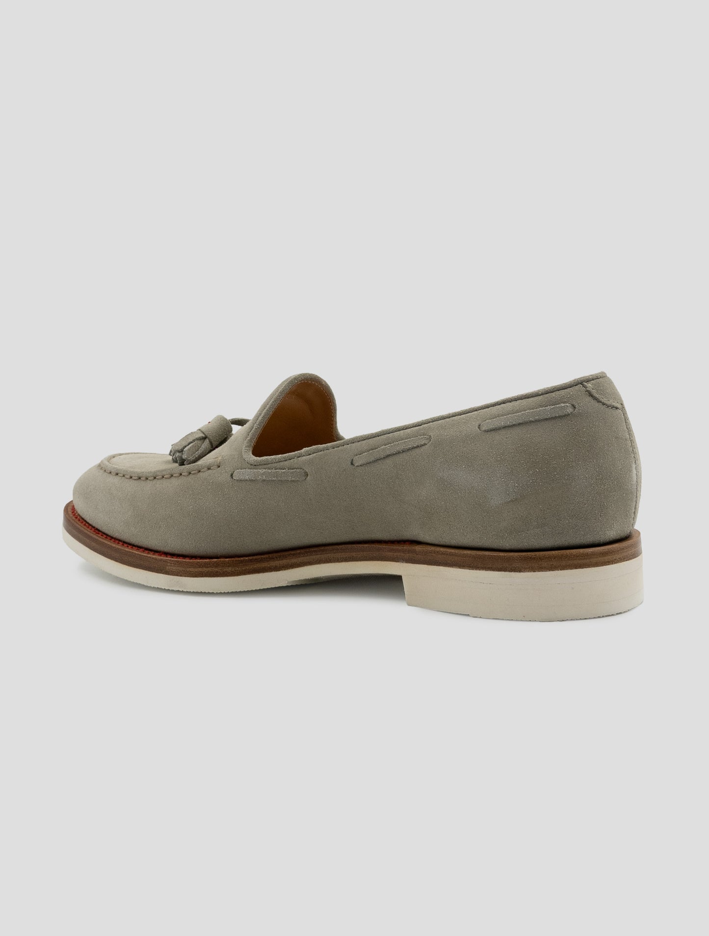 Kiton Gray Leather Suede Loafers