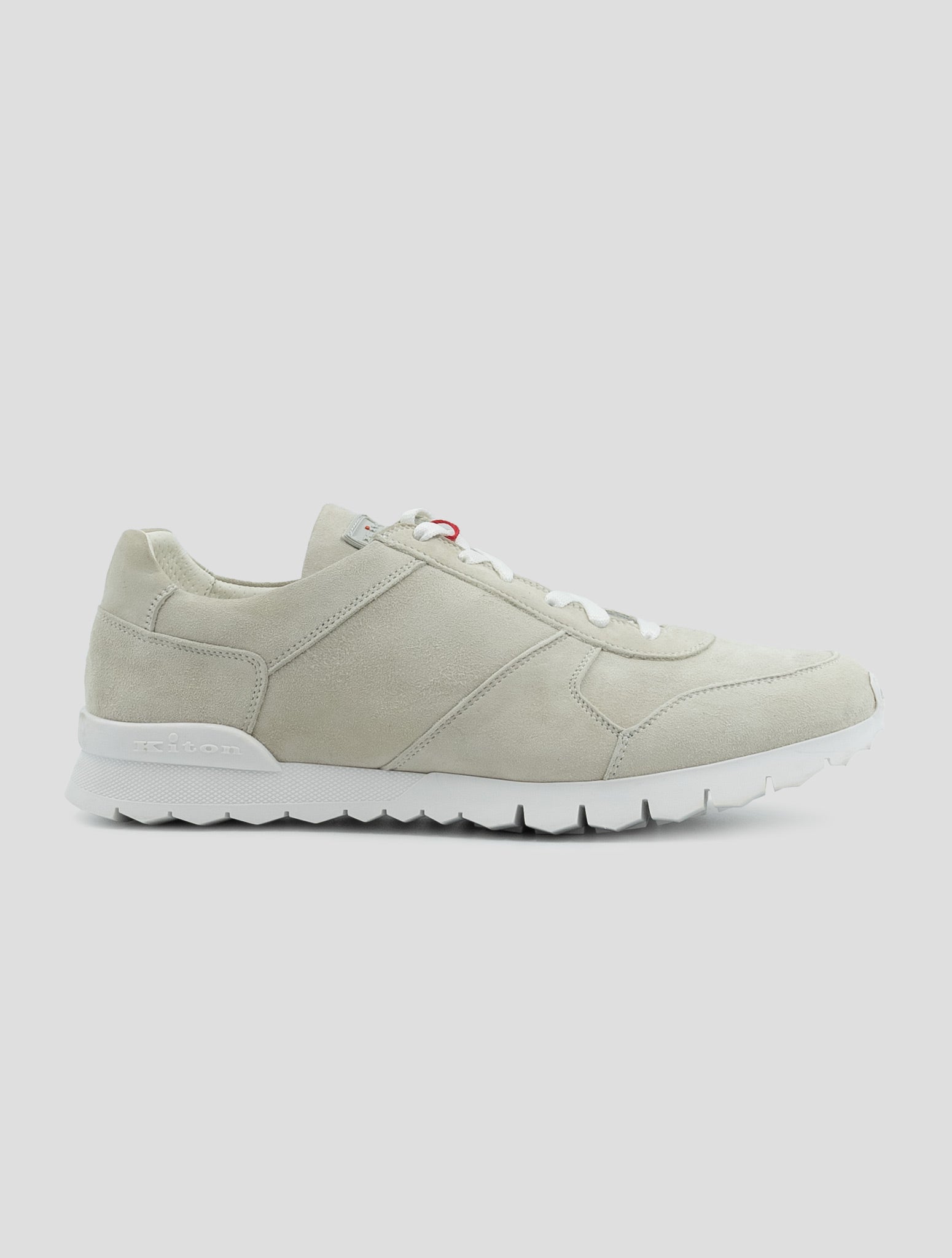 Kiton Light Gray Leather Suede Sneakers