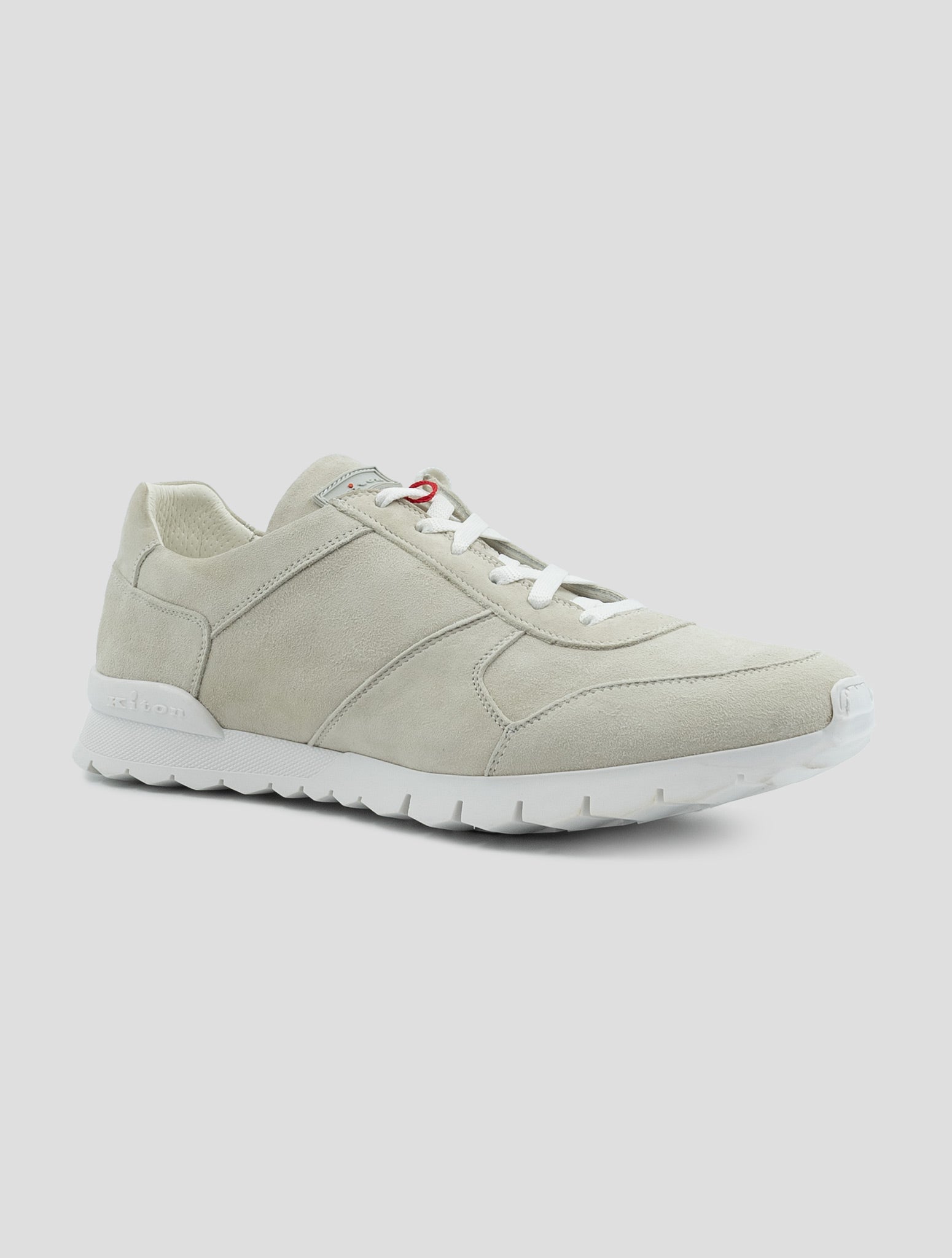 Kiton Light Gray Leather Suede Sneakers