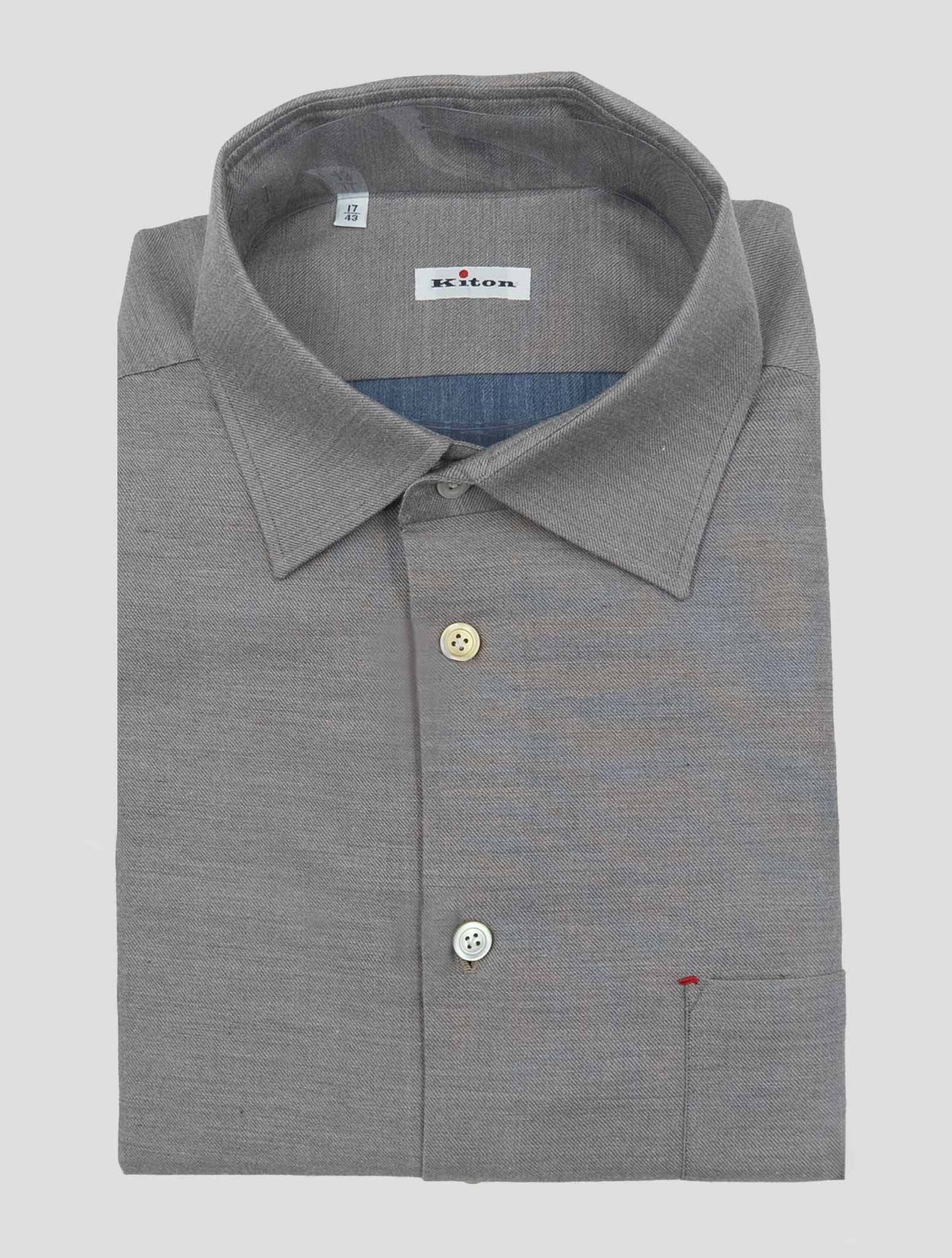 Kiton Taupe Cotton Silk Cashmere Shirt Nerano
