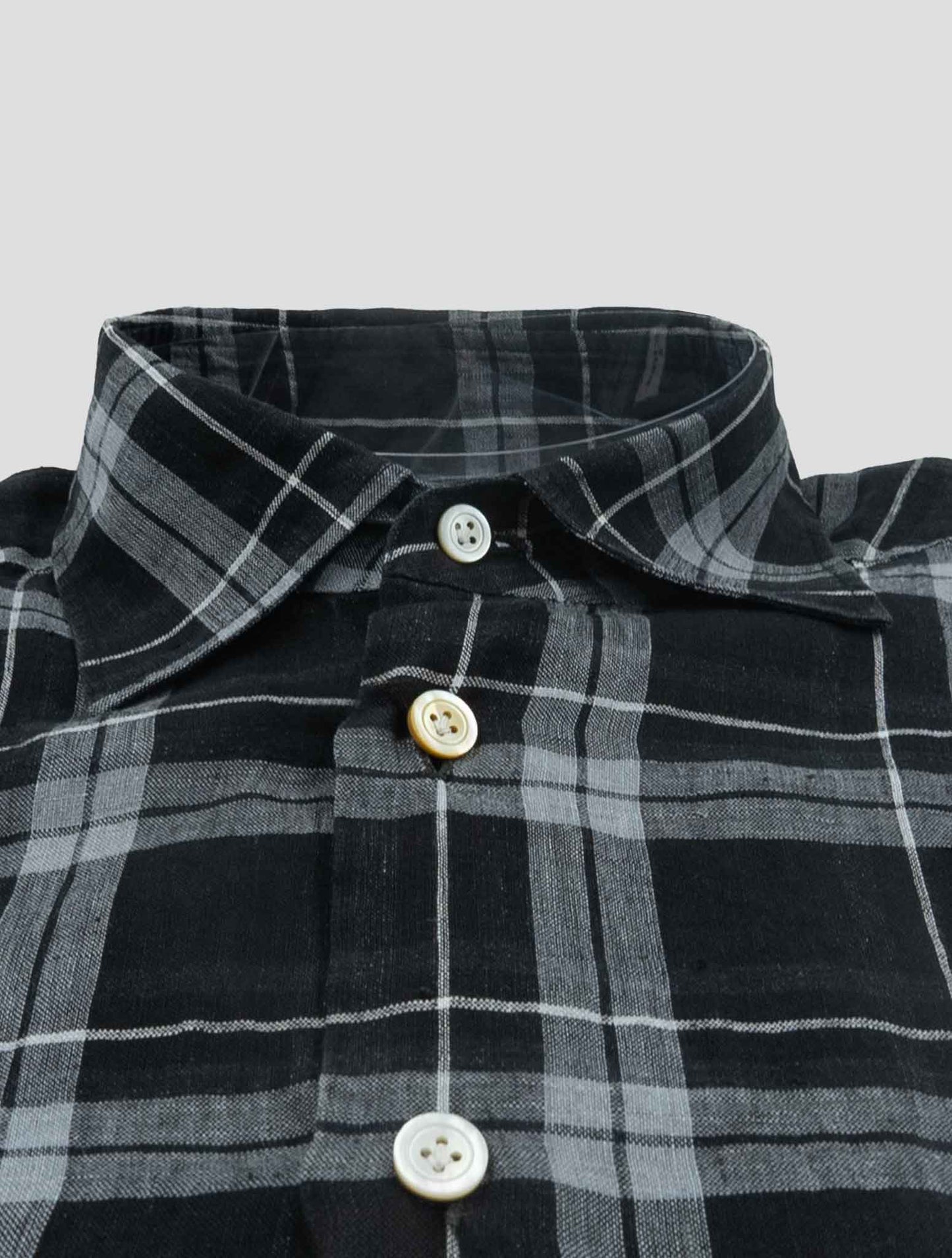 Kiton Black White Linen Shirt Nerano