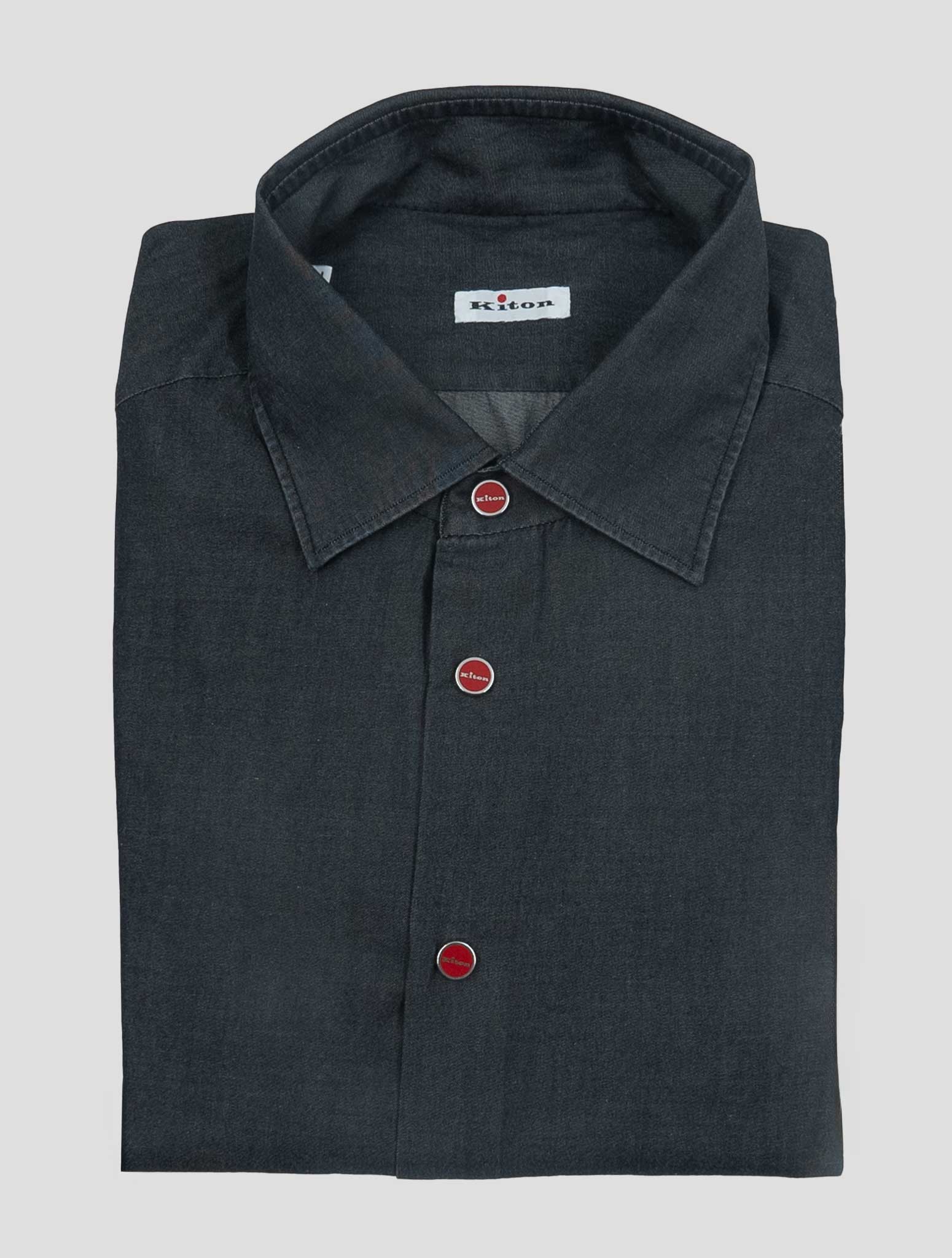 Kiton Gray Cotton Washed Shirt